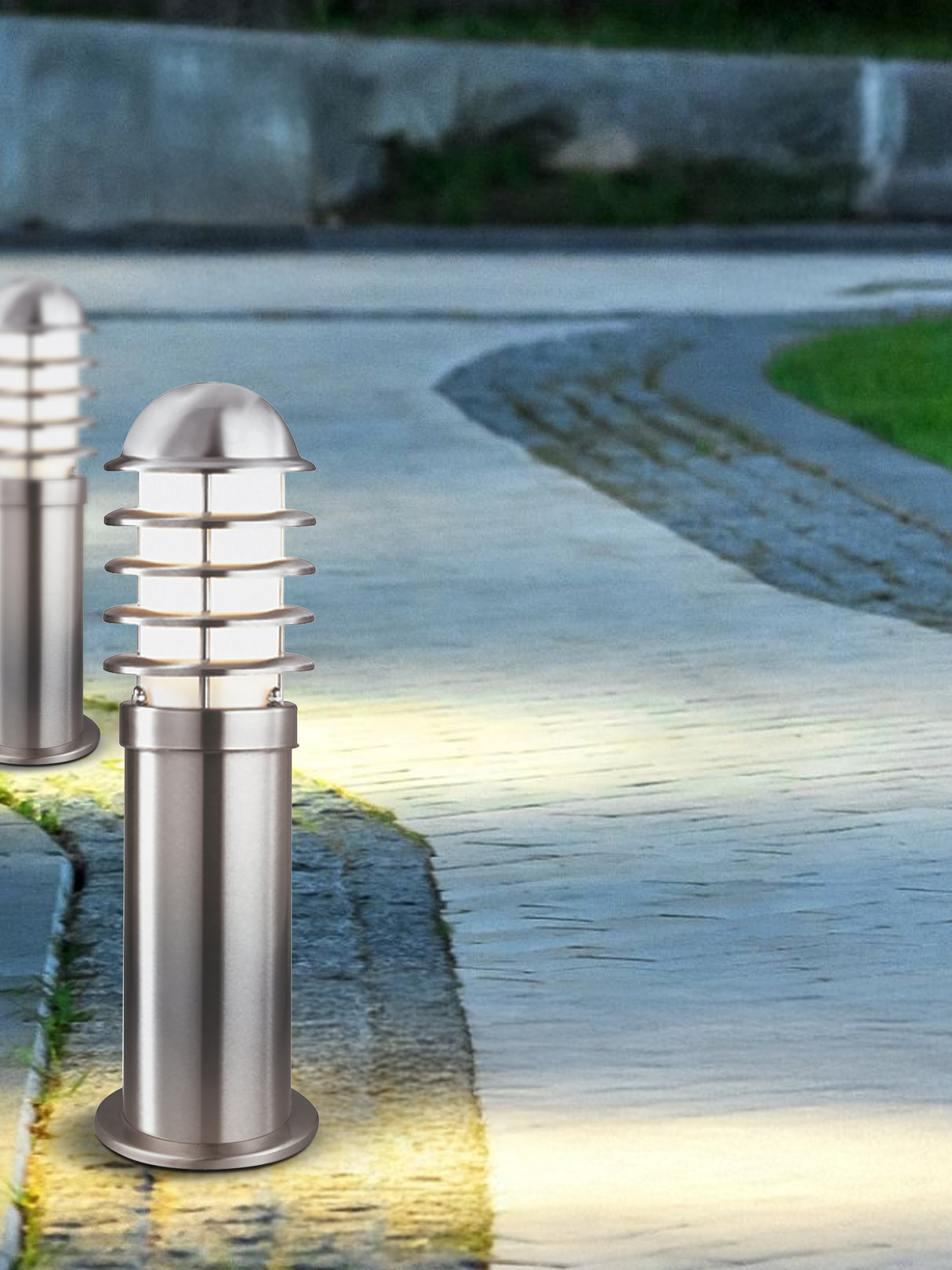 Searchlight Electric Louvre Outdoor Post - Stainless Steel Metal & Polycarbonate 052-450