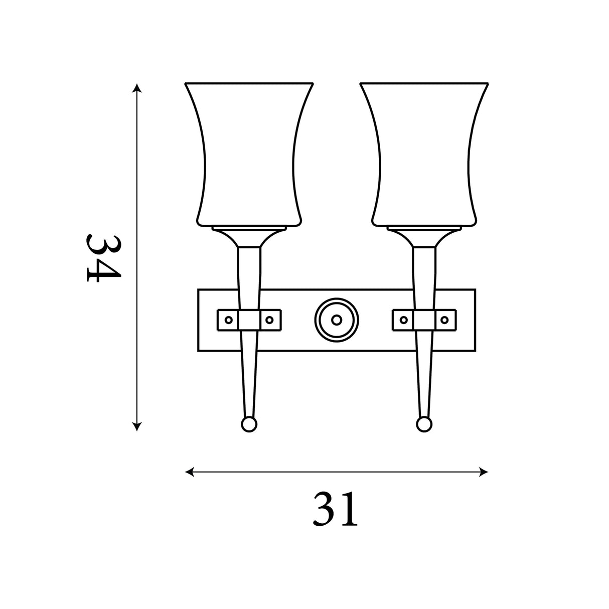 Searchlight Electric Cartwheel 2Lt Wall Light - Black Metal & Sanded Glass 0812-2BK