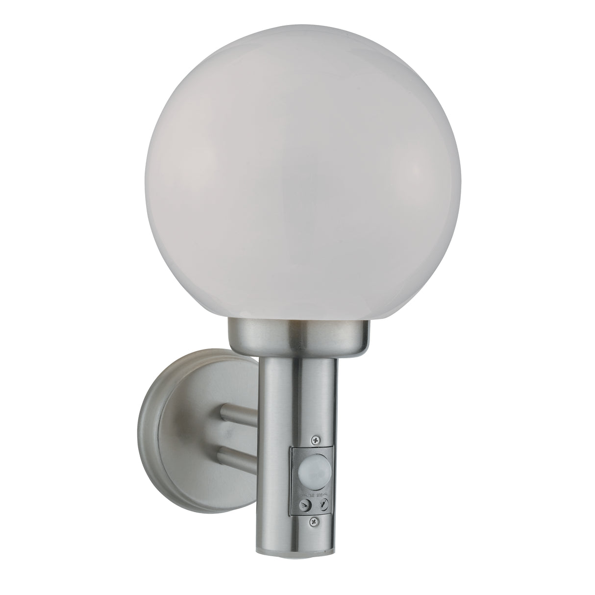 Searchlight Electric Orb Outdoor Wall Light- Stainless Steel, White Shade 85
