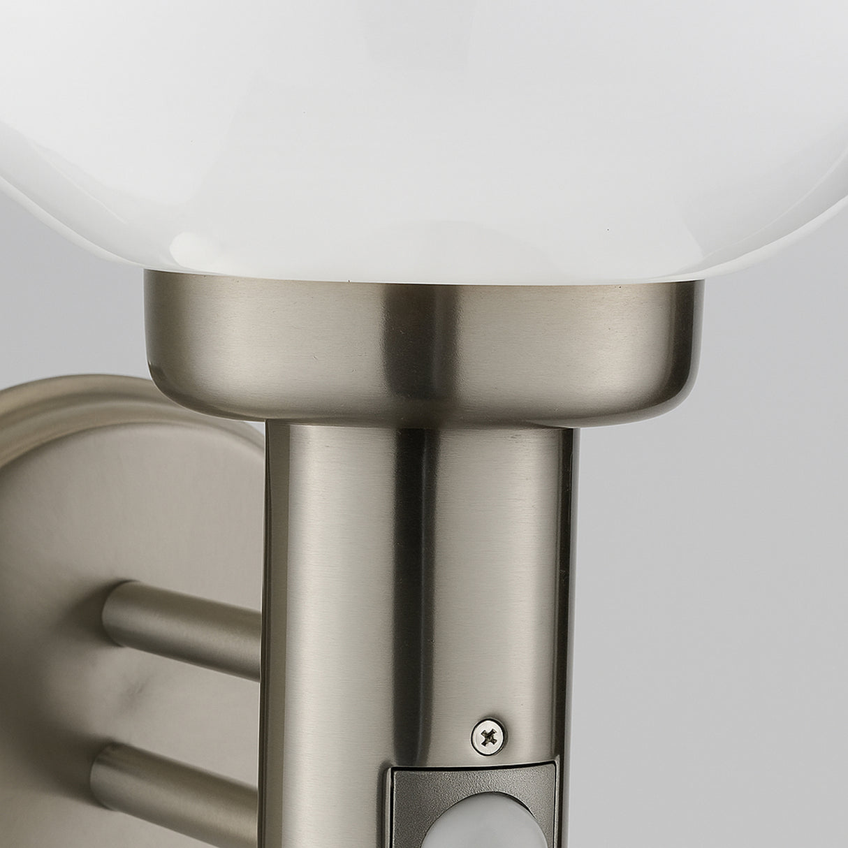 Searchlight Electric Orb Outdoor Wall Light- Stainless Steel, White Shade 85