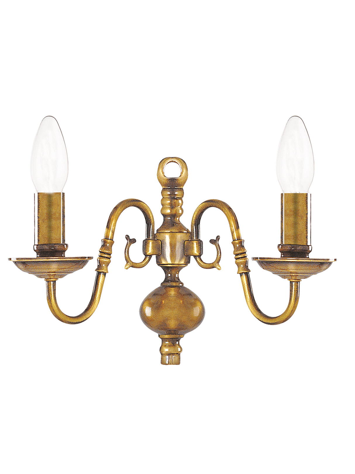 Searchlight Electric Flemish 2Lt Wall Light - Solid Brass Metal 1019-2AB