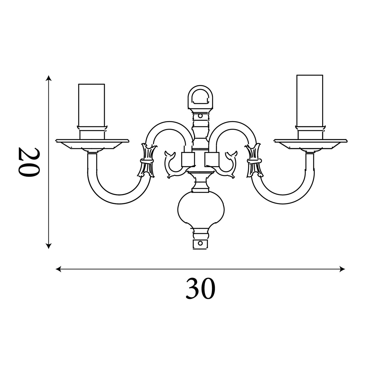 Searchlight Electric Flemish 2Lt Wall Light - Solid Brass Metal 1019-2AB