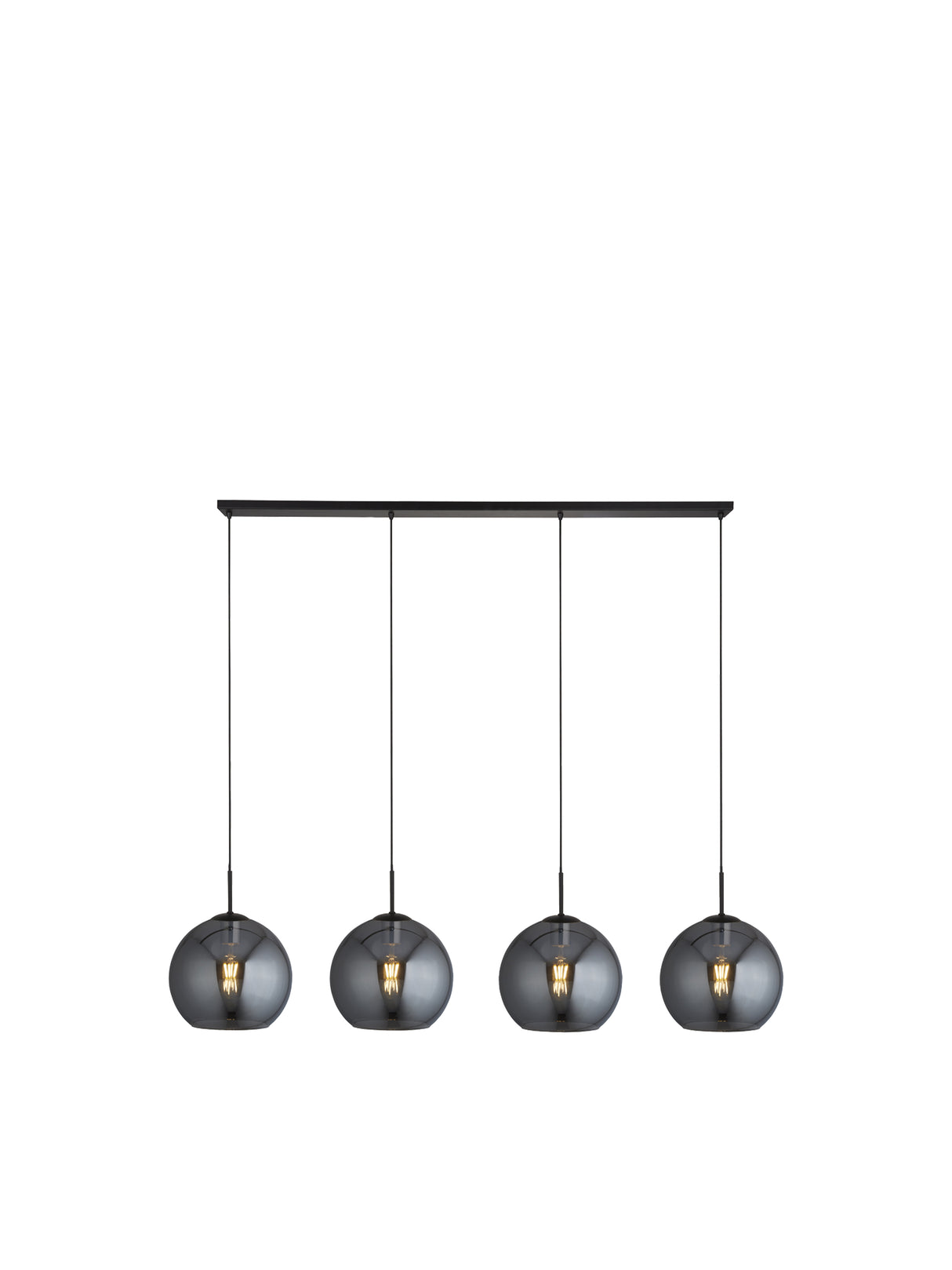 Amsterdam 4Lt Bar Pendant - Black Metal & Smoked Glass
