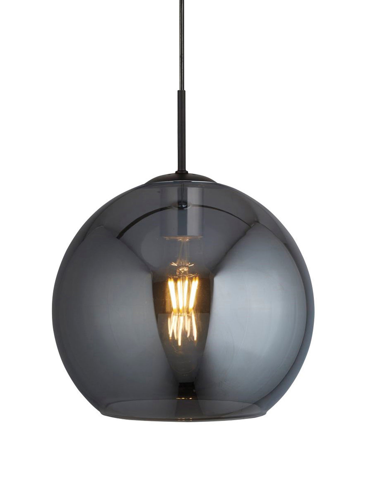 Searchlight Electric Amsterdam Pendant - Black Metal & Smoked Glass 1031-1SM