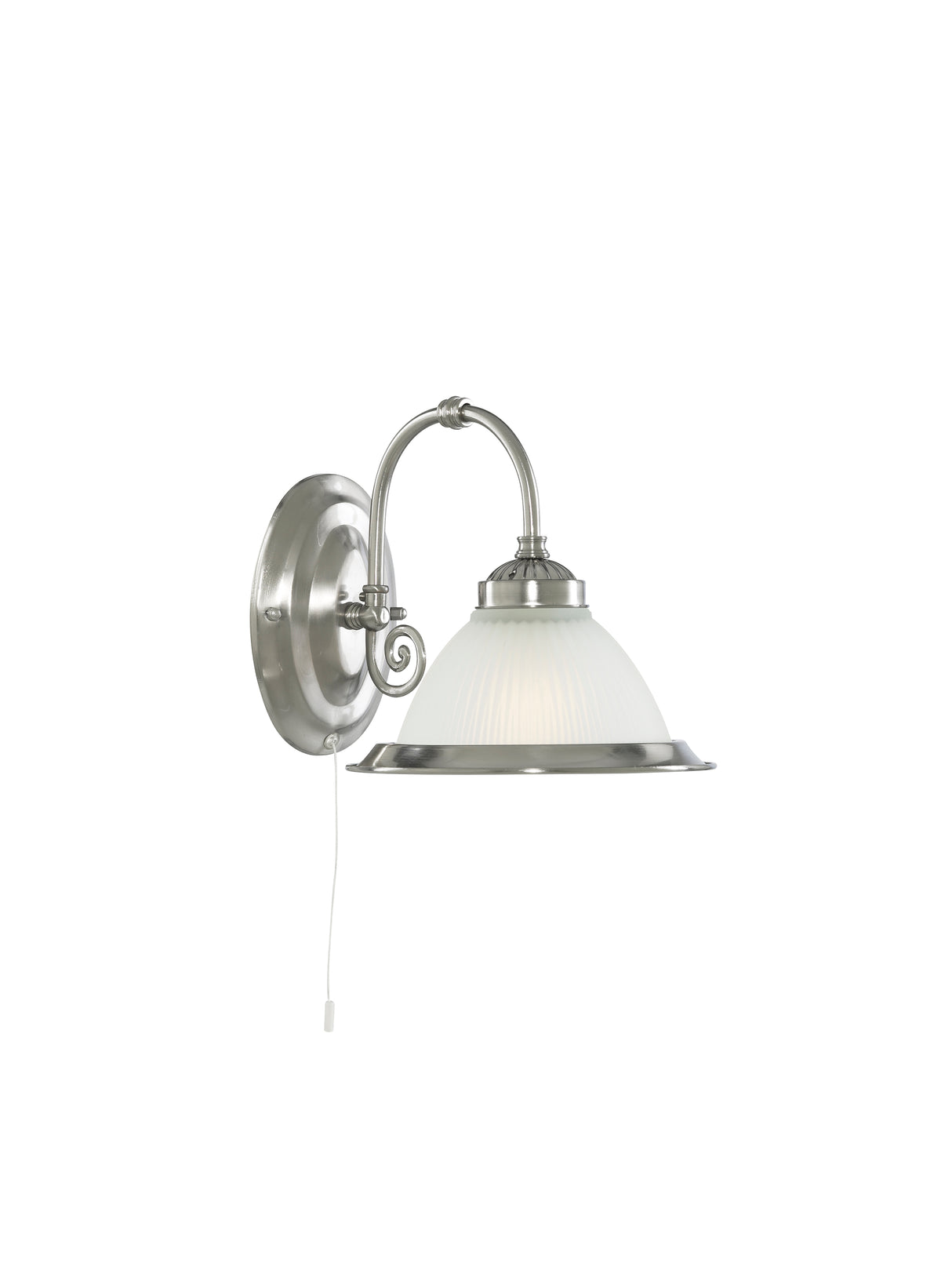 American Diner Wall Light - Satin Silver Metal & Acid Glass