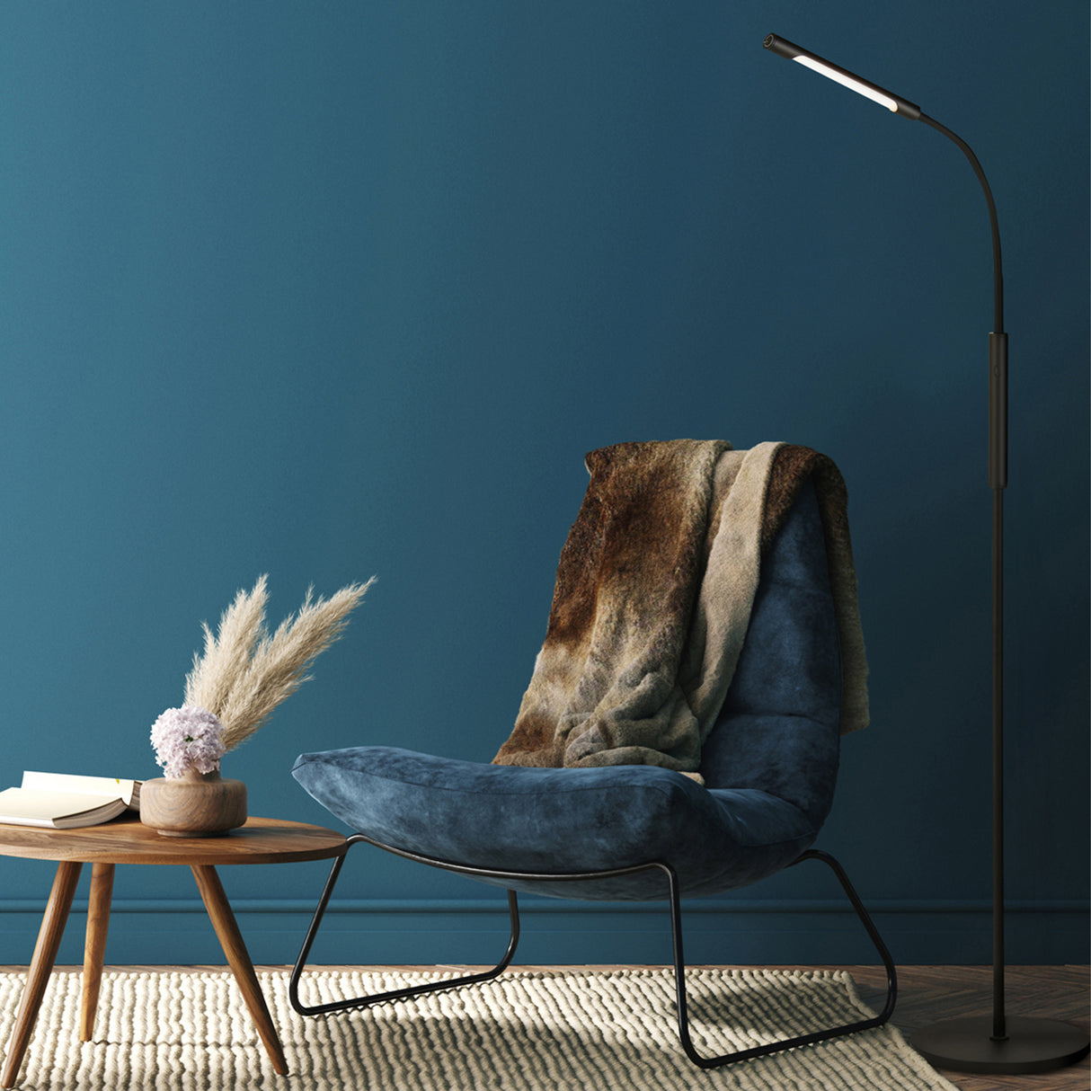 Searchlight Electric Plume Rechargeable Led Floor Lamp - Black 10430BK