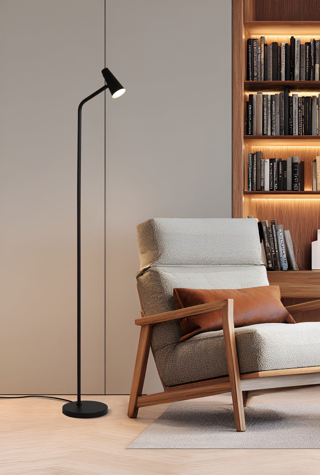 Searchlight Electric Rechargeable Floor Lamp, Black Metal 10450BK