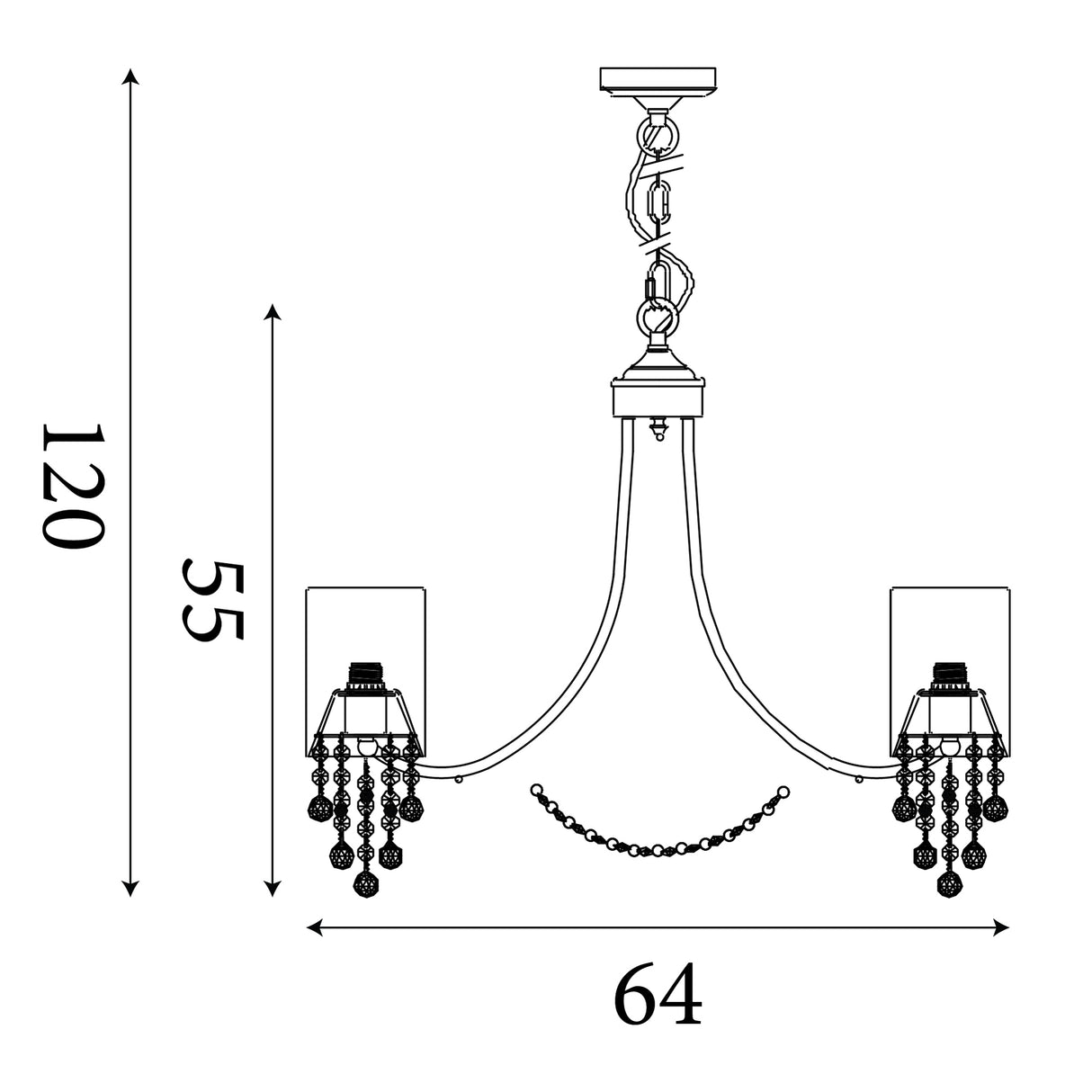 Searchlight Electric Nina 5Lt Pendant - Chrome, Crystal & Fabric Shades 1055-5CC