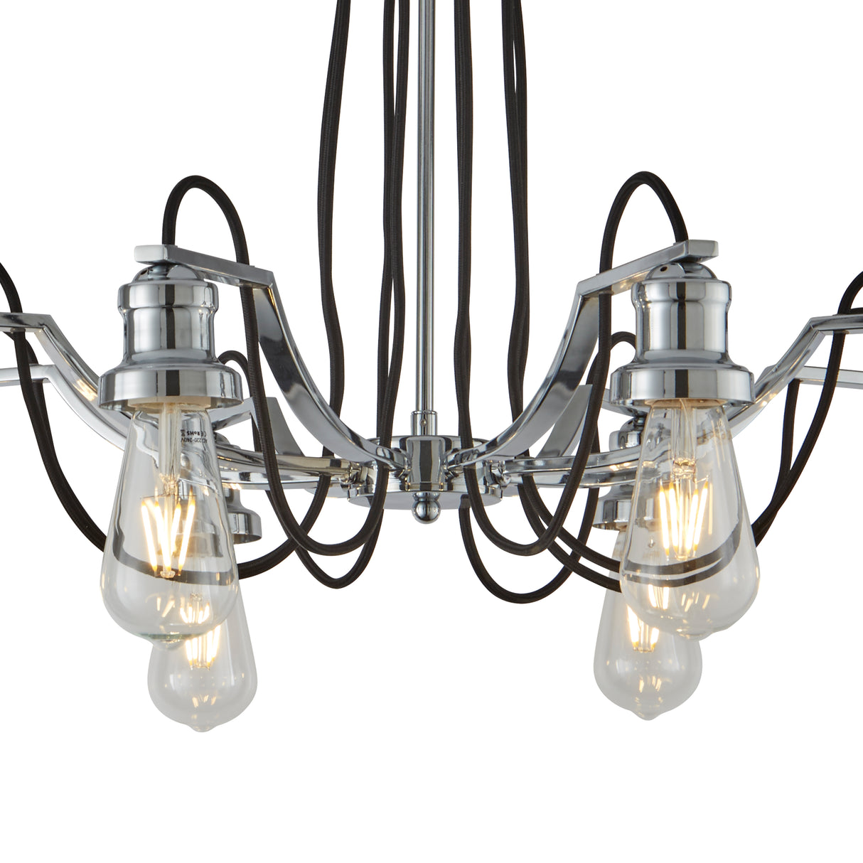 Searchlight Electric Olivia 8Lt Pendant - Chrome & Black Braided Cable 1068-8CC