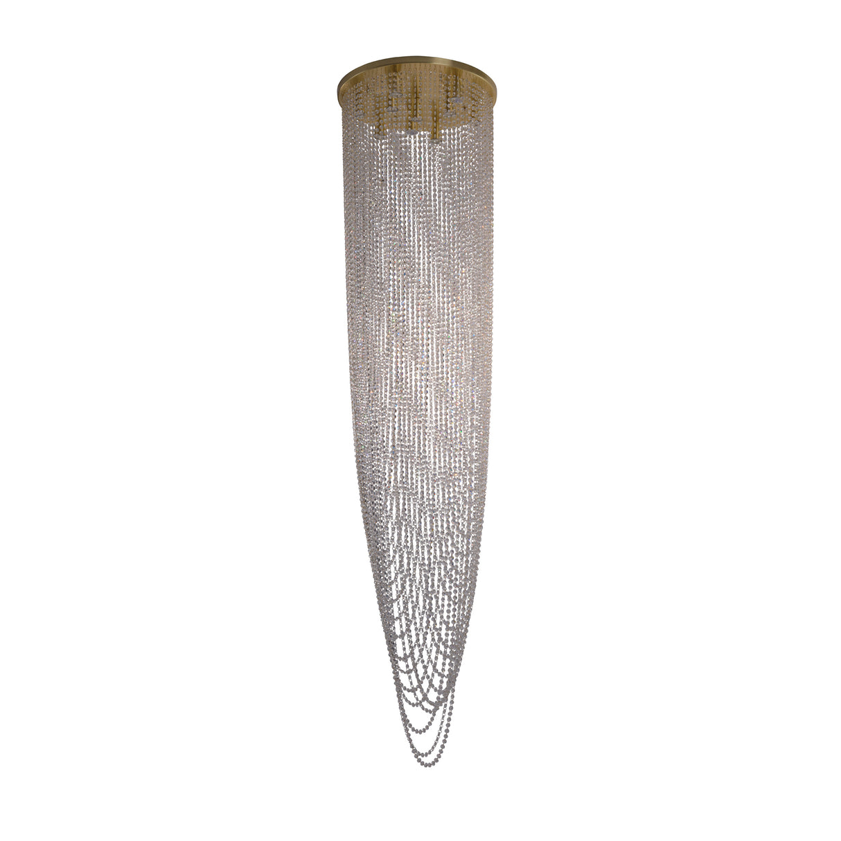 Searchlight Electric Swoop 10Lt Pendant, Satin Brass & Clear Crystal 10883-10SB
