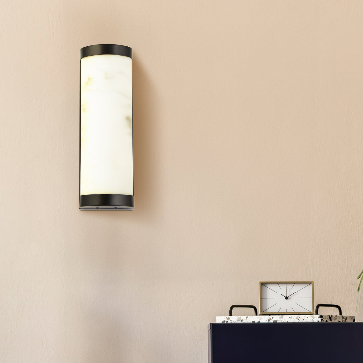 Searchlight Electric Nile LED Wall Light, Matt Black Metal & Marbleised Resin 10889BK