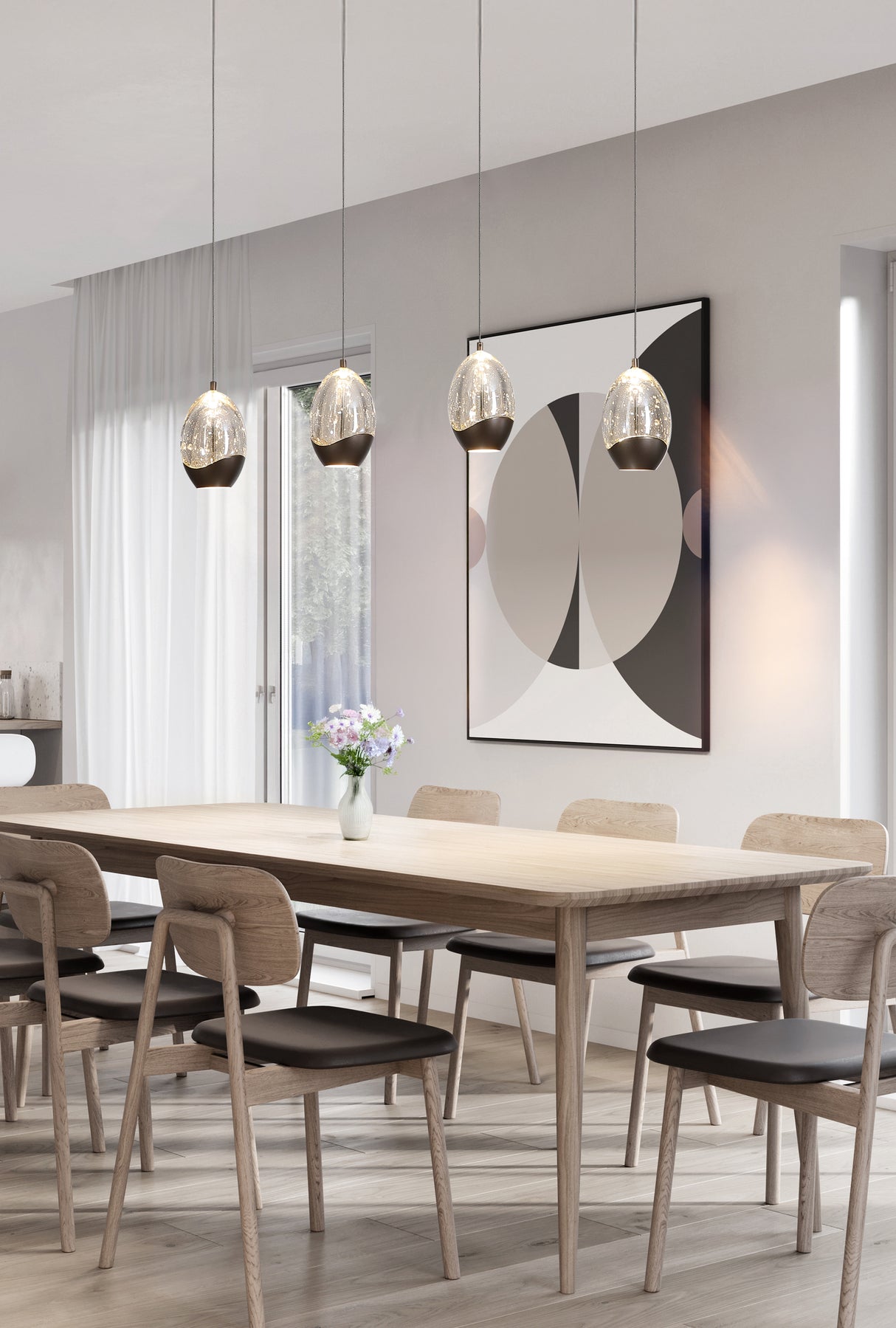 Searchlight Electric Seeds 4Lt Bar Pendant, Latte Metal with Champagne Glass 11140-4LT