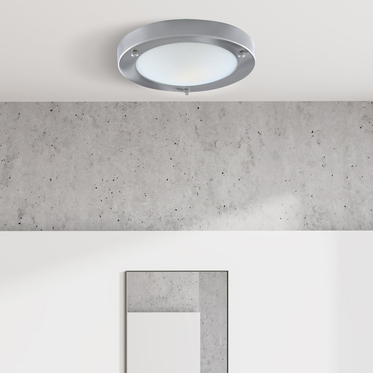 Searchlight Electric Dublin Bathroom Flush - Satin Silver & Acid Glass 1131-31SS