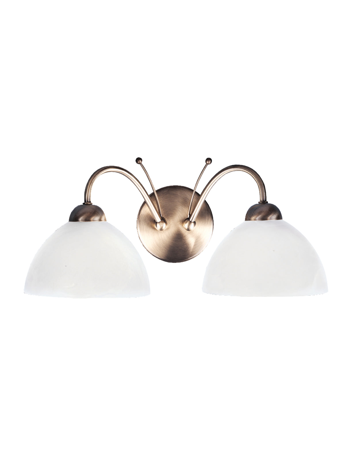 Searchlight Electric Milanese 2Lt Wall Light - Antique Brass & Alabaster Glass 1132-2AB