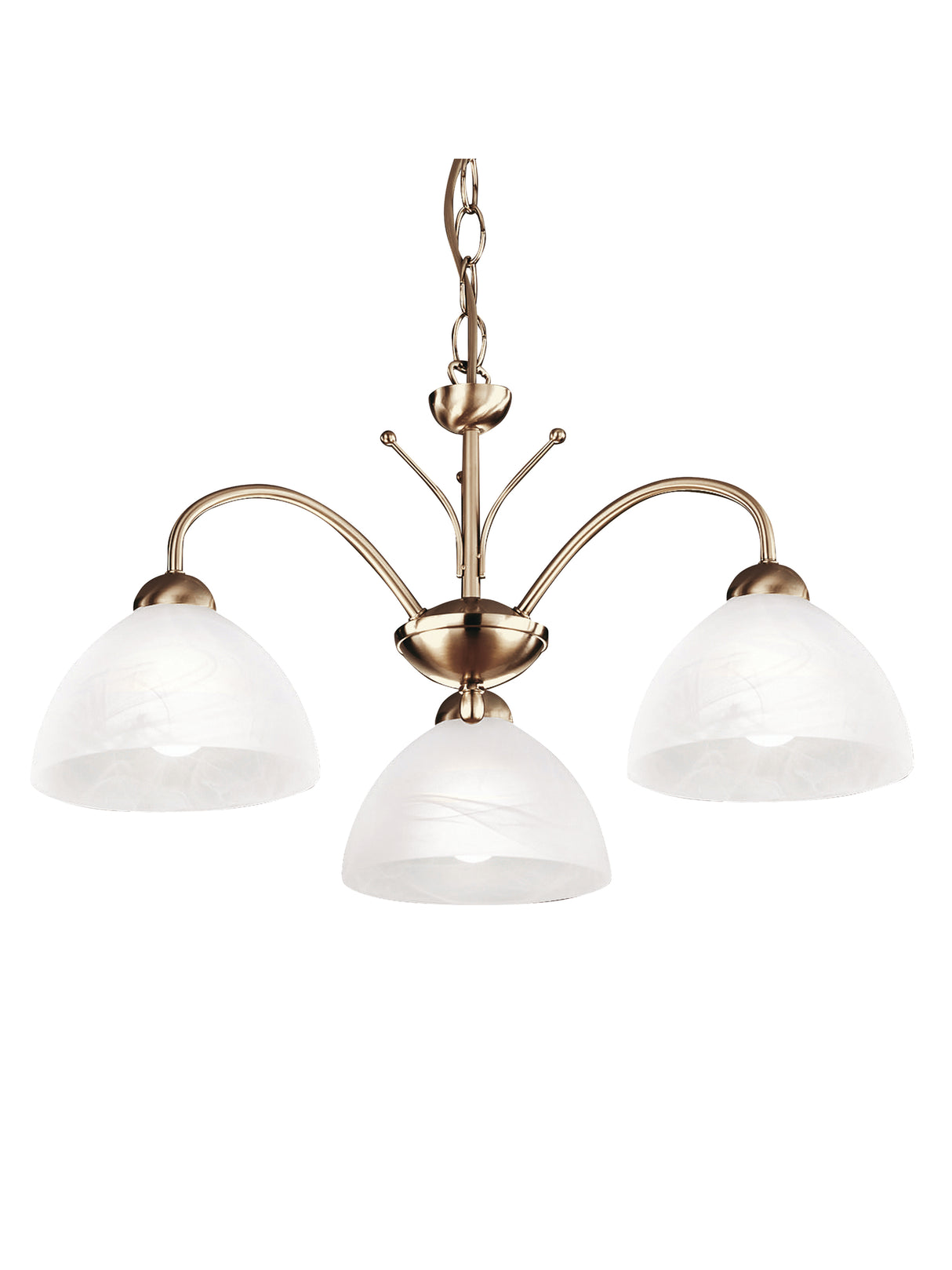 Searchlight Electric Milanese 3Lt Pendant - Antique Brass Metal & Alabaster Glass 1133-3AB