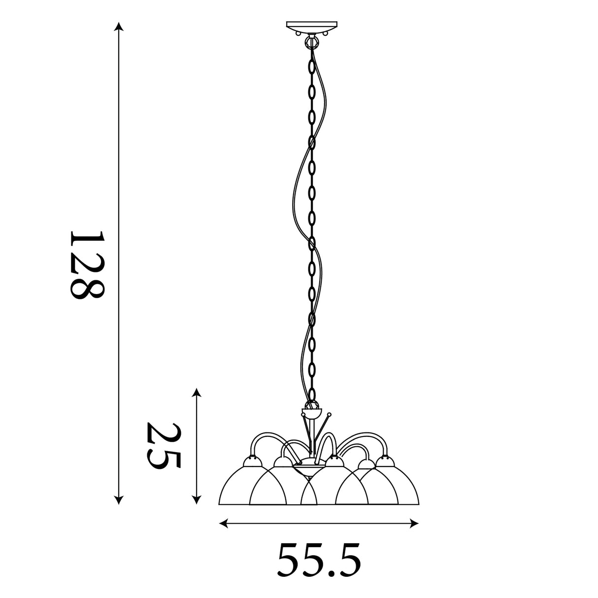Searchlight Electric Milanese 5Lt Pendant - Antique Brass Metal & Alabaster Glass 1135-5AB