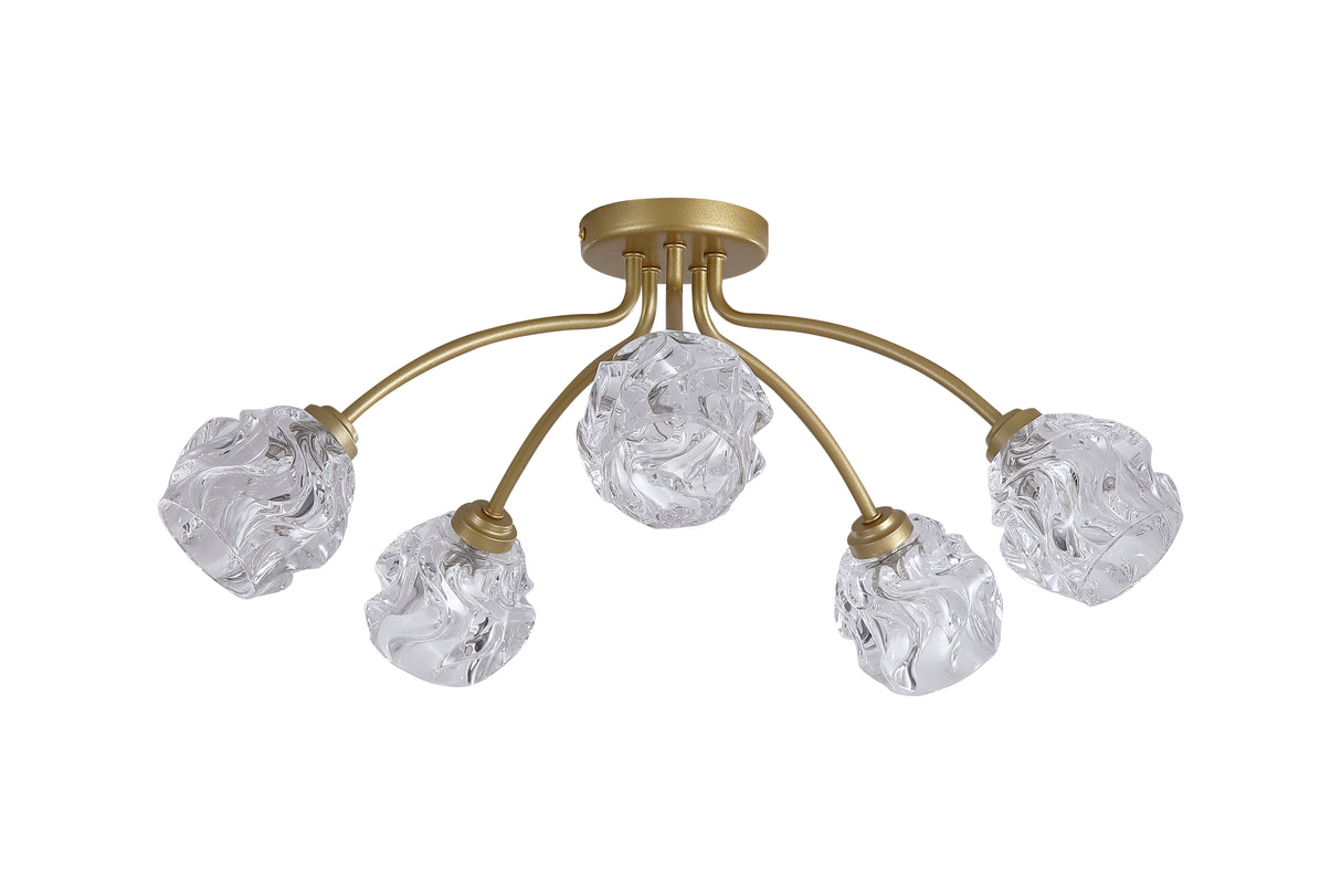 Searchlight Electric Astral 5Lt Flush, Gold Metal With Glass Shades 11525-5GO