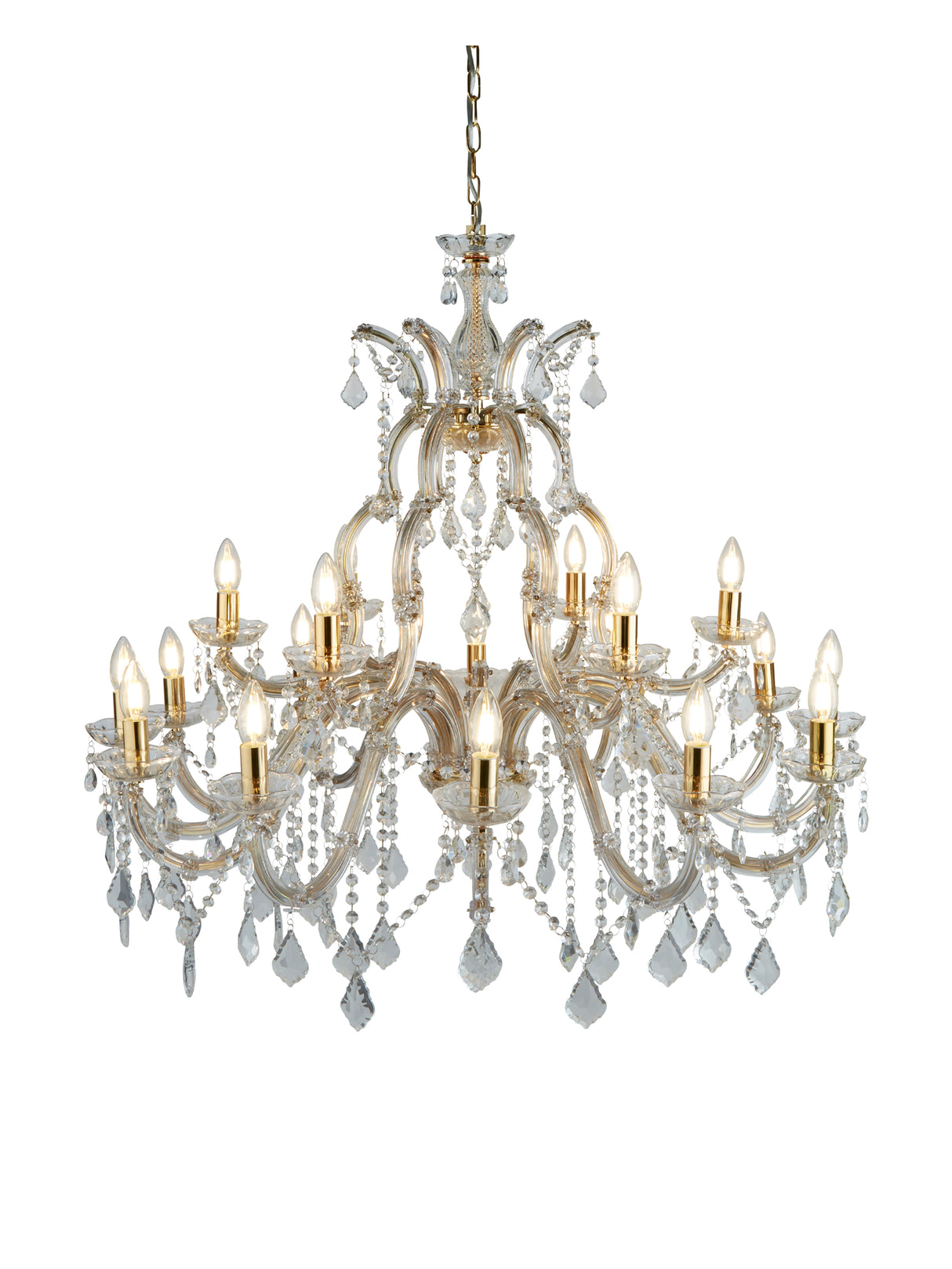 Marie Therese 18Lt Chandelier-Polished Brass & Clear Crystal