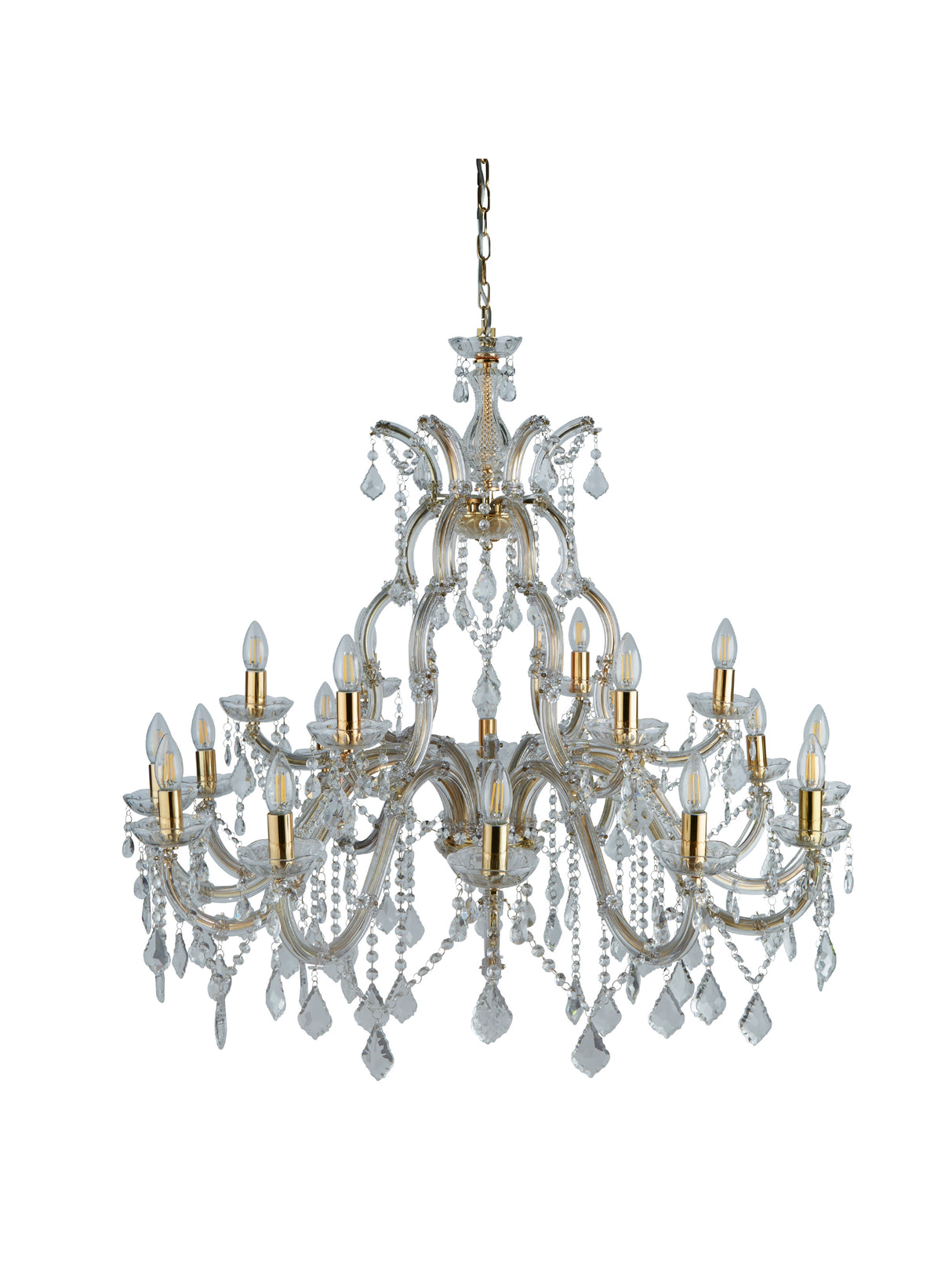 Searchlight Electric Marie Therese 18Lt Chandelier-Polished Brass & Clear Crystal 1214-18