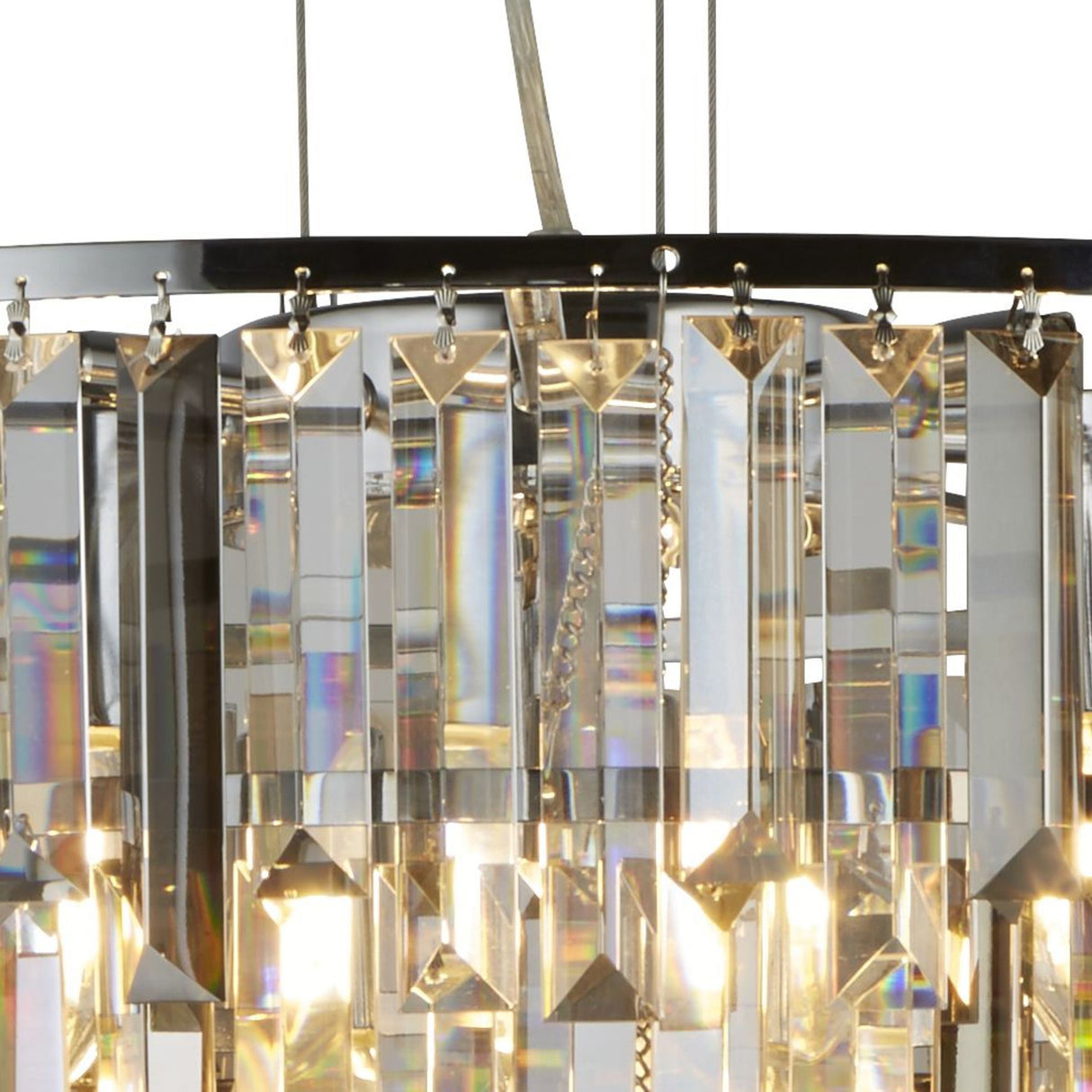 Searchlight Electric Clarissa 9Lt Pendant - Chrome & Clear, Smoked & Amber Glass 1229-9CC