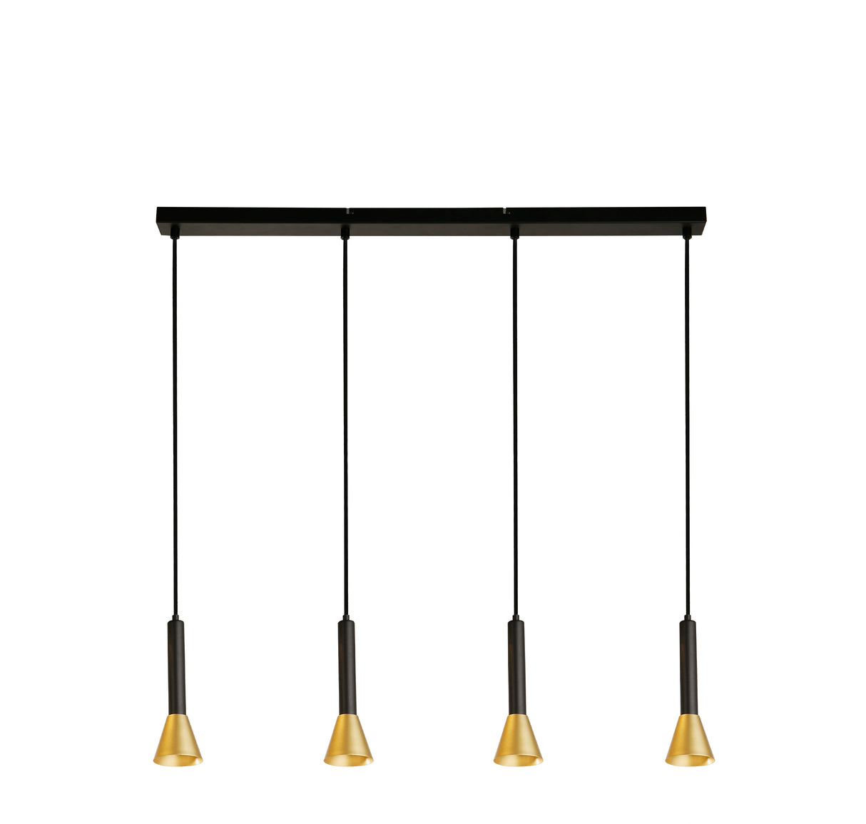 Signal 4Lt Bar Pendant - Black & Gold Metal