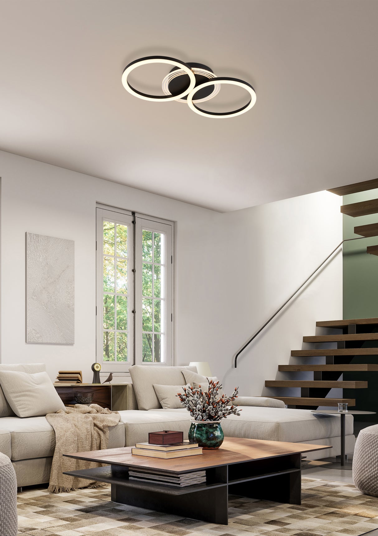 Searchlight Electric Contour LED Flush, Matt Black 13651BK