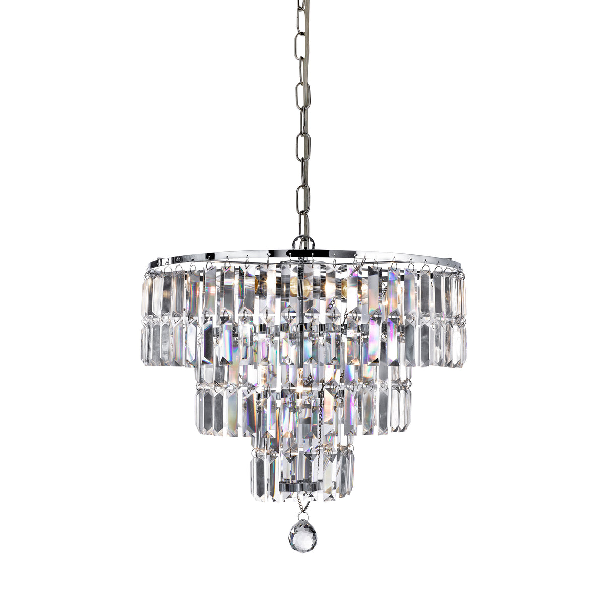 Empire 5Lt Pendant - Chrome Metal & Clear Crystal