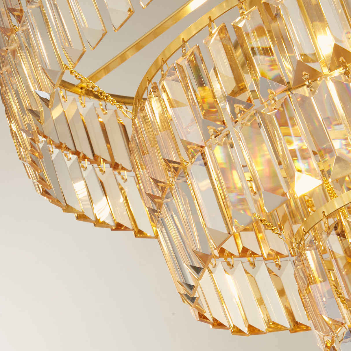 Searchlight Electric Empire 5Lt Pendant - Satin Brass Metal & Champagne Glass 1375-5SB