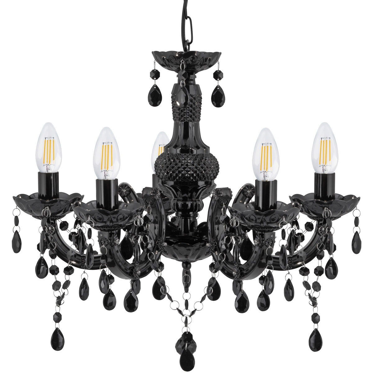 Searchlight Electric Marie Therese 5Lt Pendant - Black Glass & Acrylic 1455-5BK
