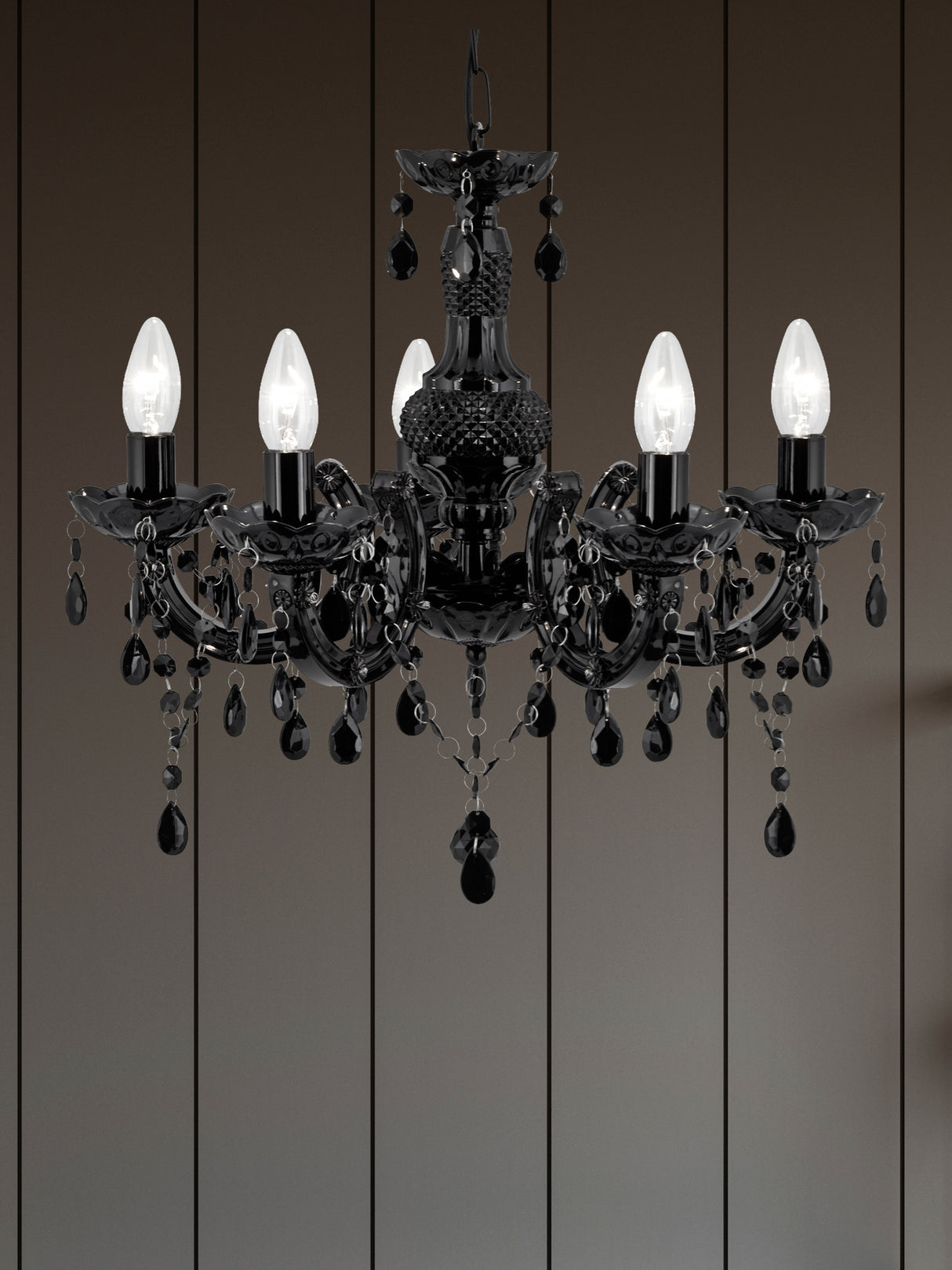 Searchlight Electric Marie Therese 5Lt Pendant - Black Glass & Acrylic 1455-5BK