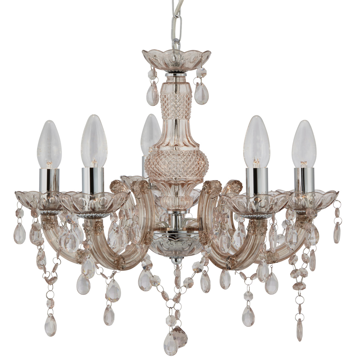 Searchlight Electric Marie Therese 5Lt Pendant - Mink Glass & Acrylic 1455-5MI