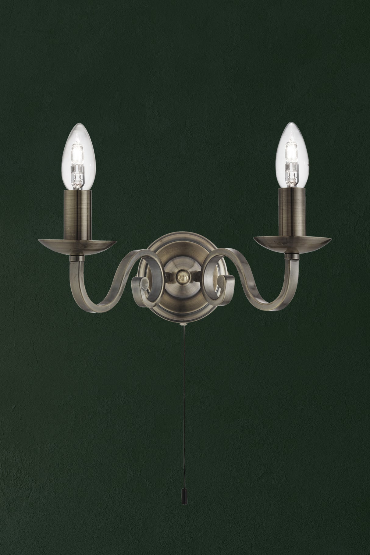 Searchlight Electric Richmond 2Lt Wall Light - Antique Brass Metal 1502-2AB
