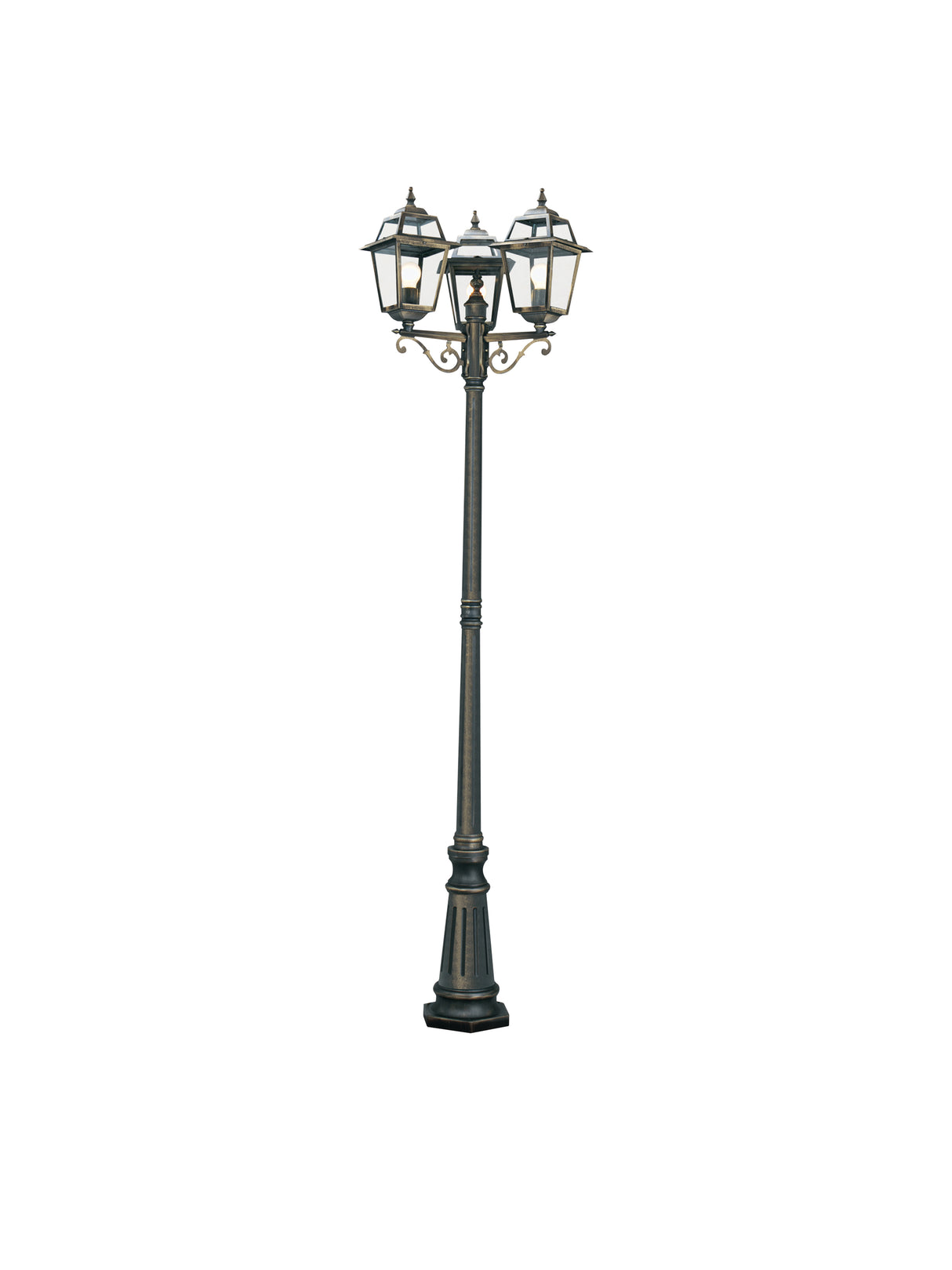 New Orleans Outdoor Post - Black Gold Metal & Glass