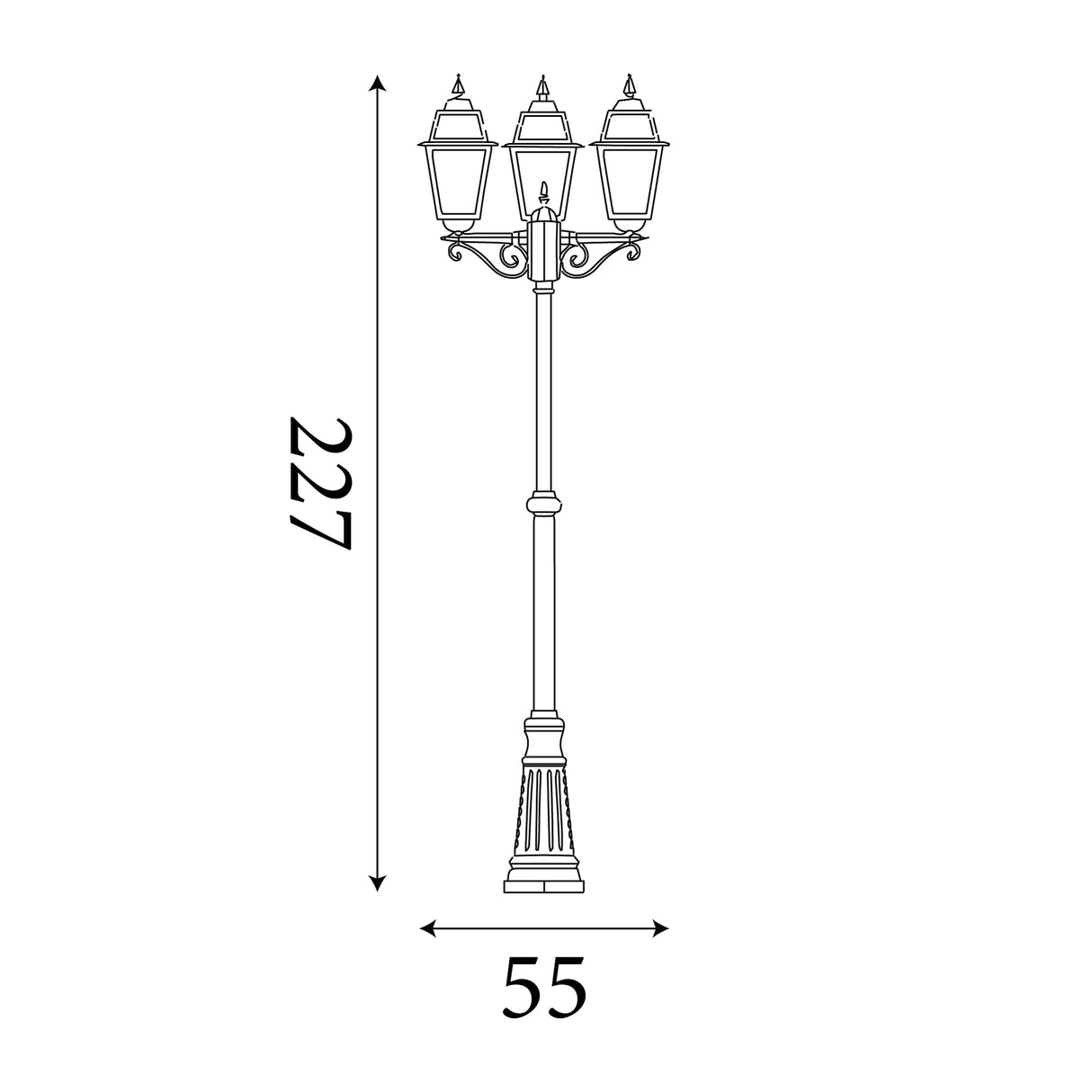 Searchlight Electric New Orleans Outdoor Post - Black Gold Metal & Glass 1528-3