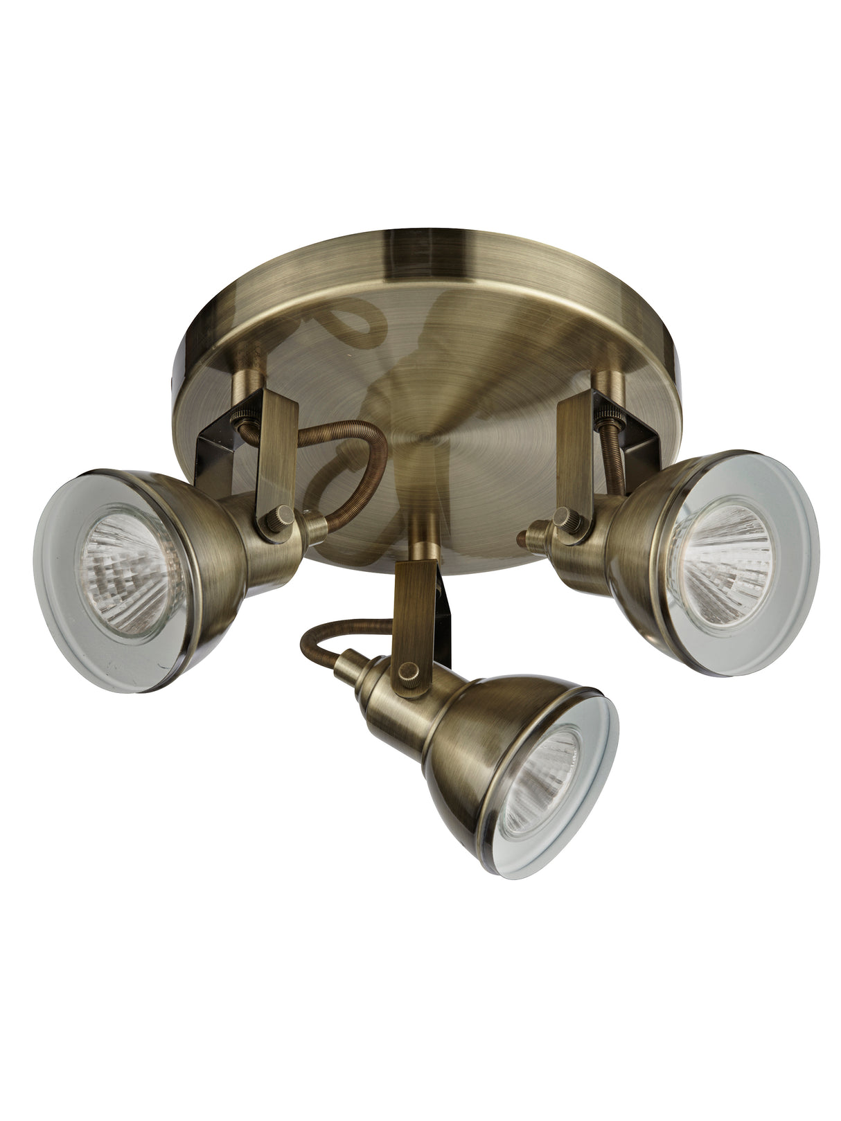 Searchlight Electric Focus 3Lt Round Spotlight - Antique Brass Metal 1543AB