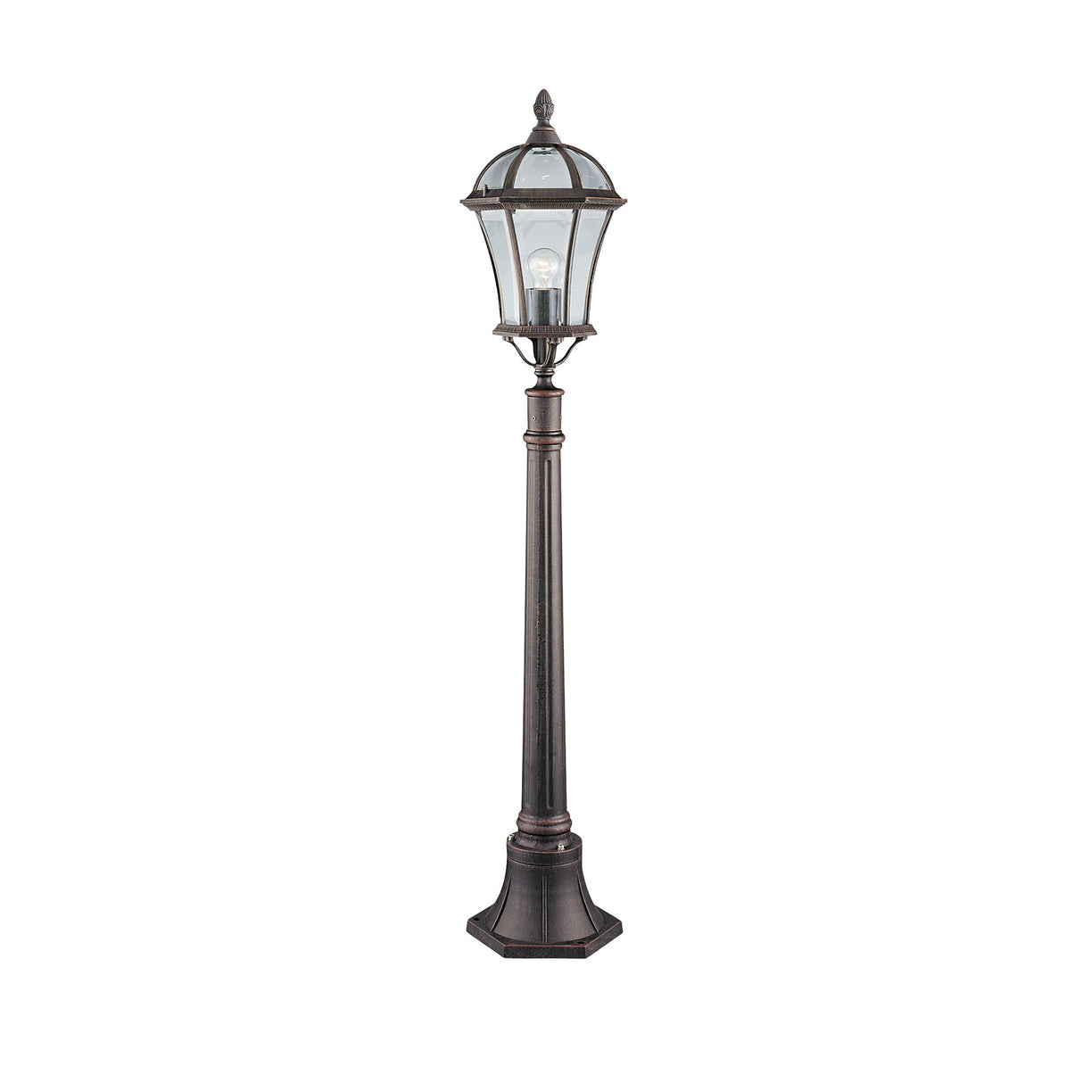 Capri Outdoor Post - Aluminium, Rustic Brown & Glass, IP23