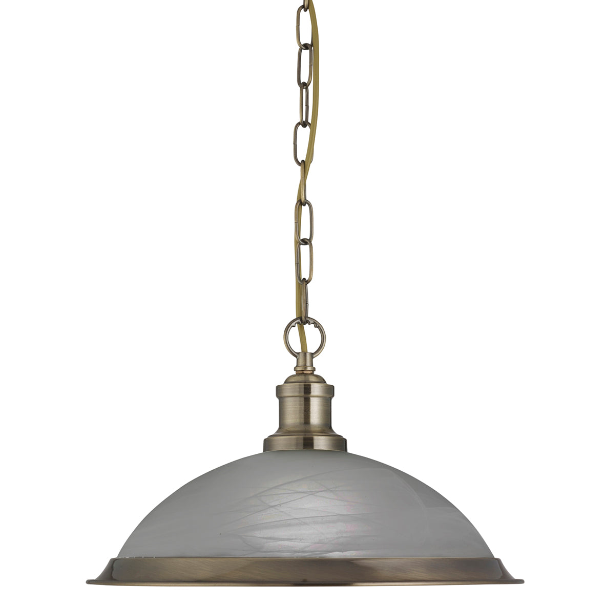 Searchlight Electric Bistro Pendant - Antique Brass Metal & Acid Glass 1591AB