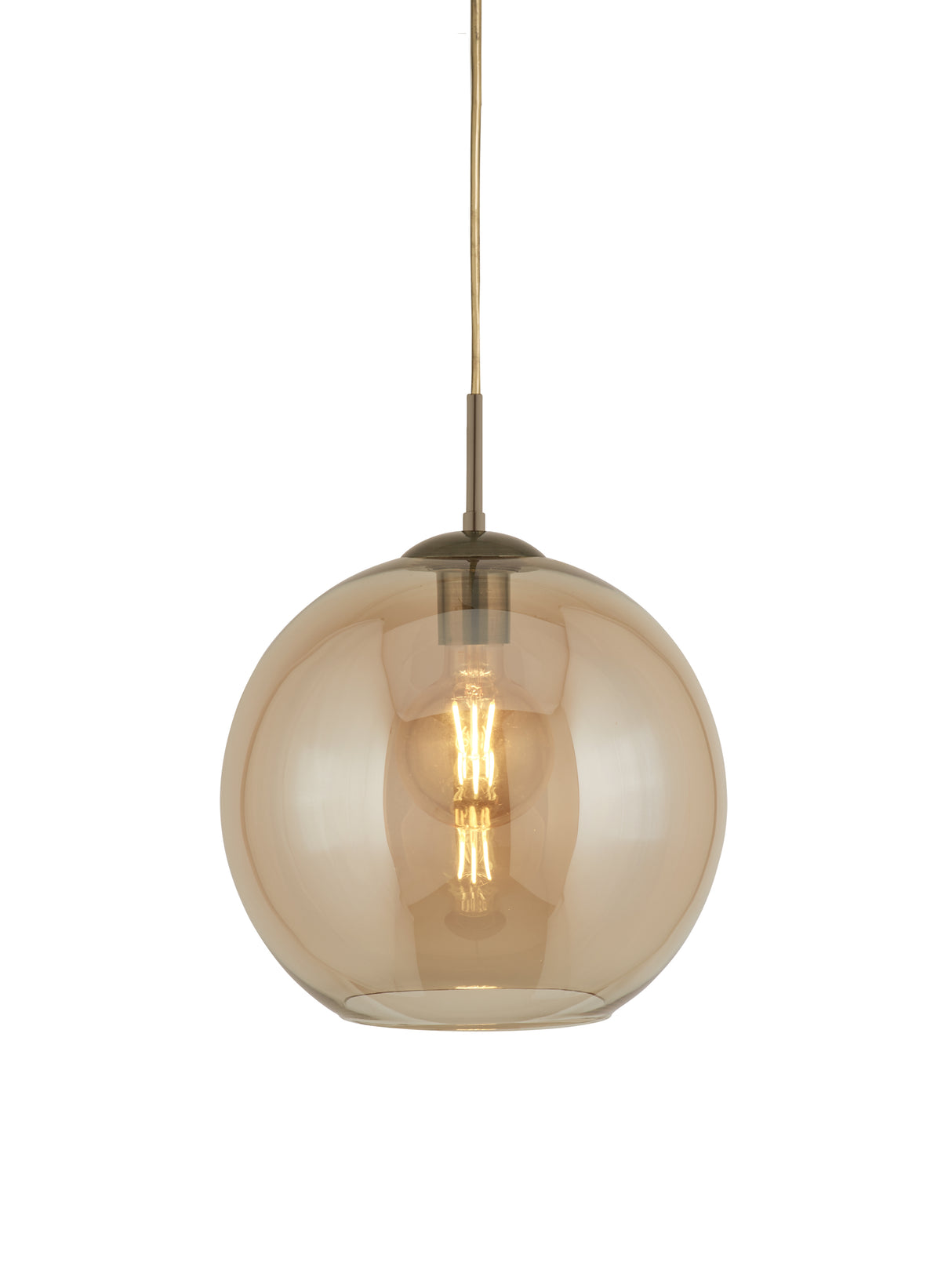 Balls Pendant - Antique Brass Metal & Amber Glass