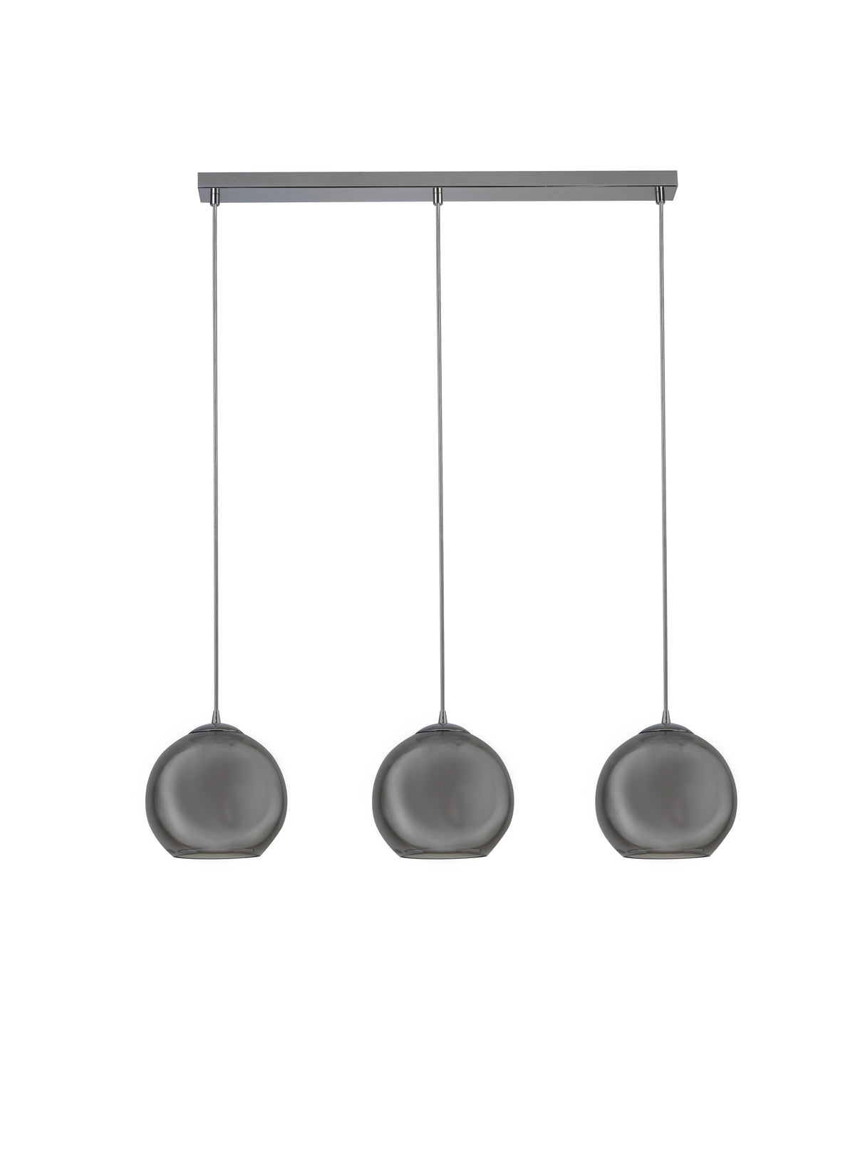 Searchlight Electric Balls 3Lt Bar Pendant - Chrome Metal & Smoked Glass 1623-3SM