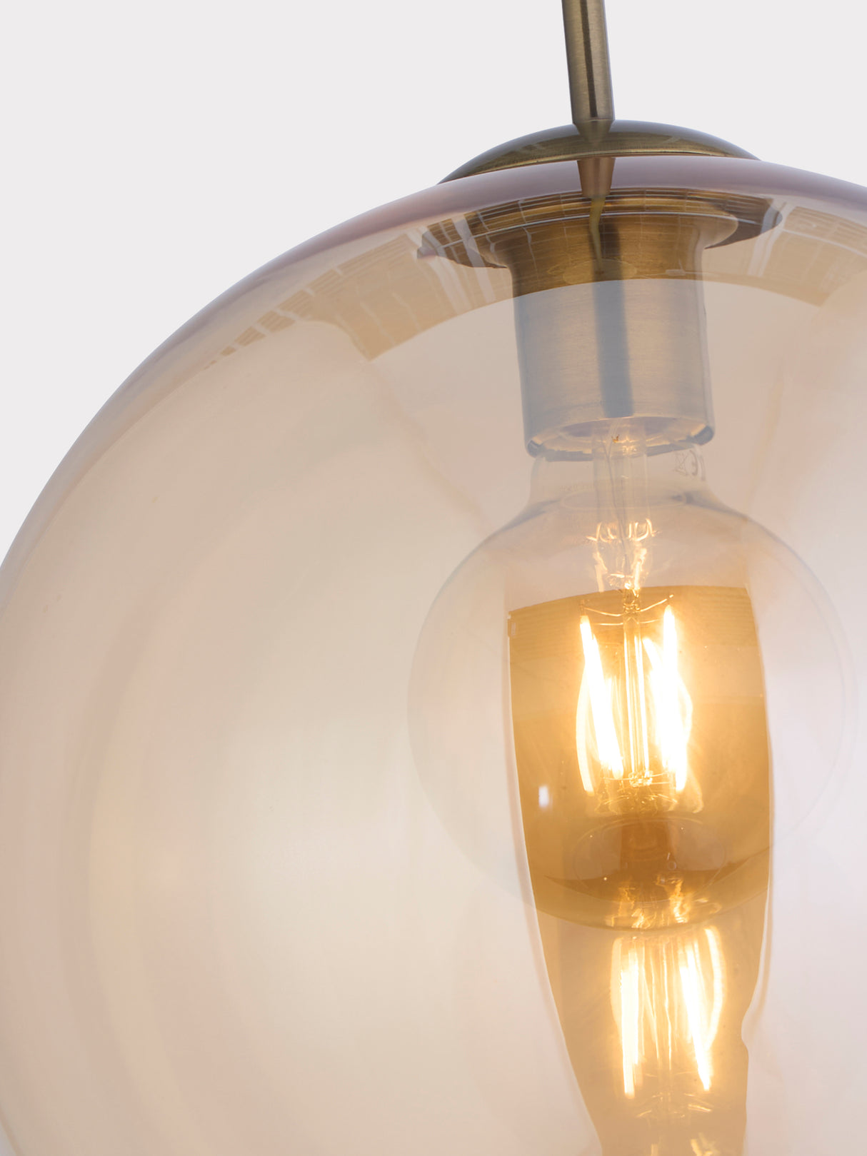 Searchlight Electric Balls Pendant - Antique Brass Metal & Amber Glass 1632AM