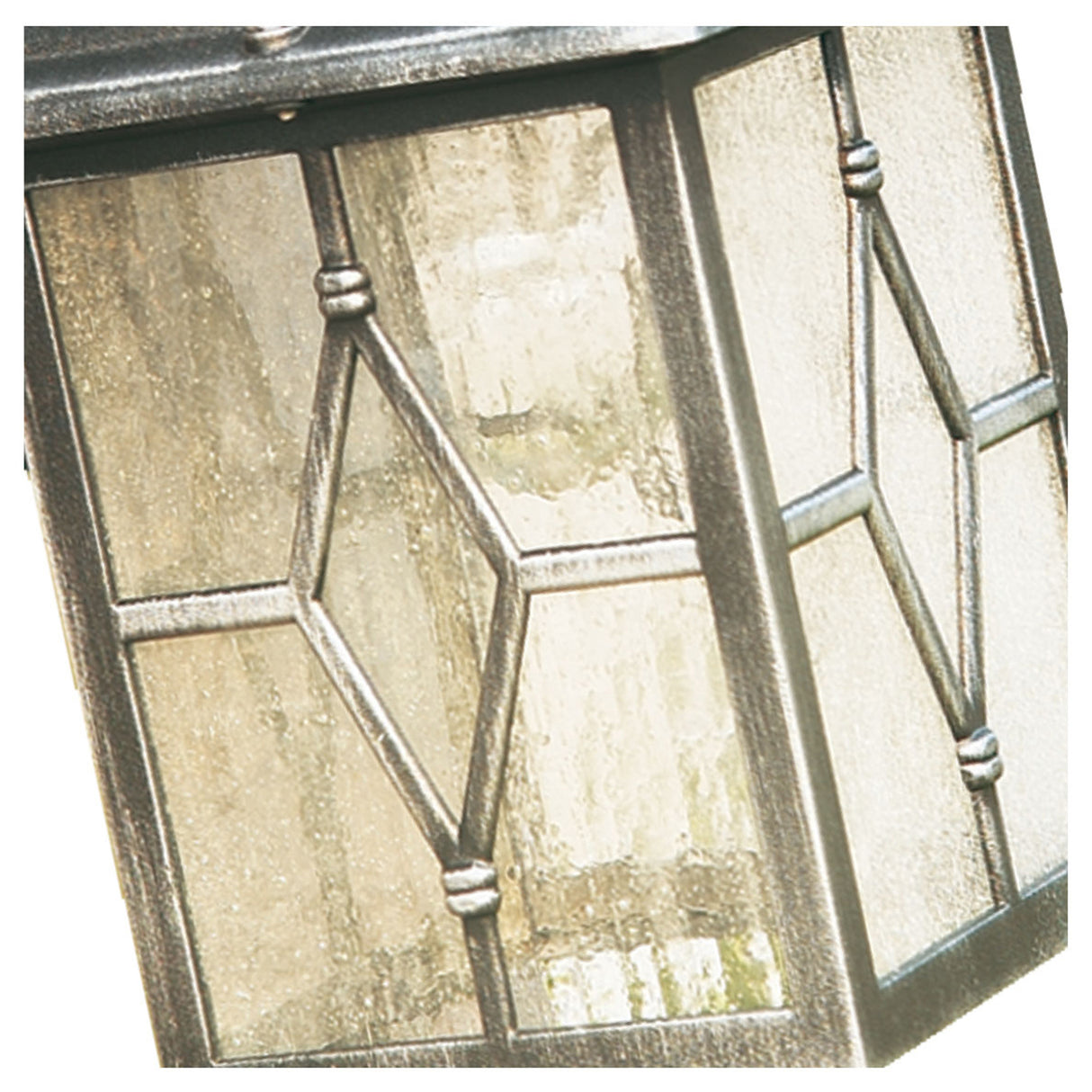 Searchlight Electric Genoa Outdoor Wall Light - Black Silver Metal & Leaded Glass 1642
