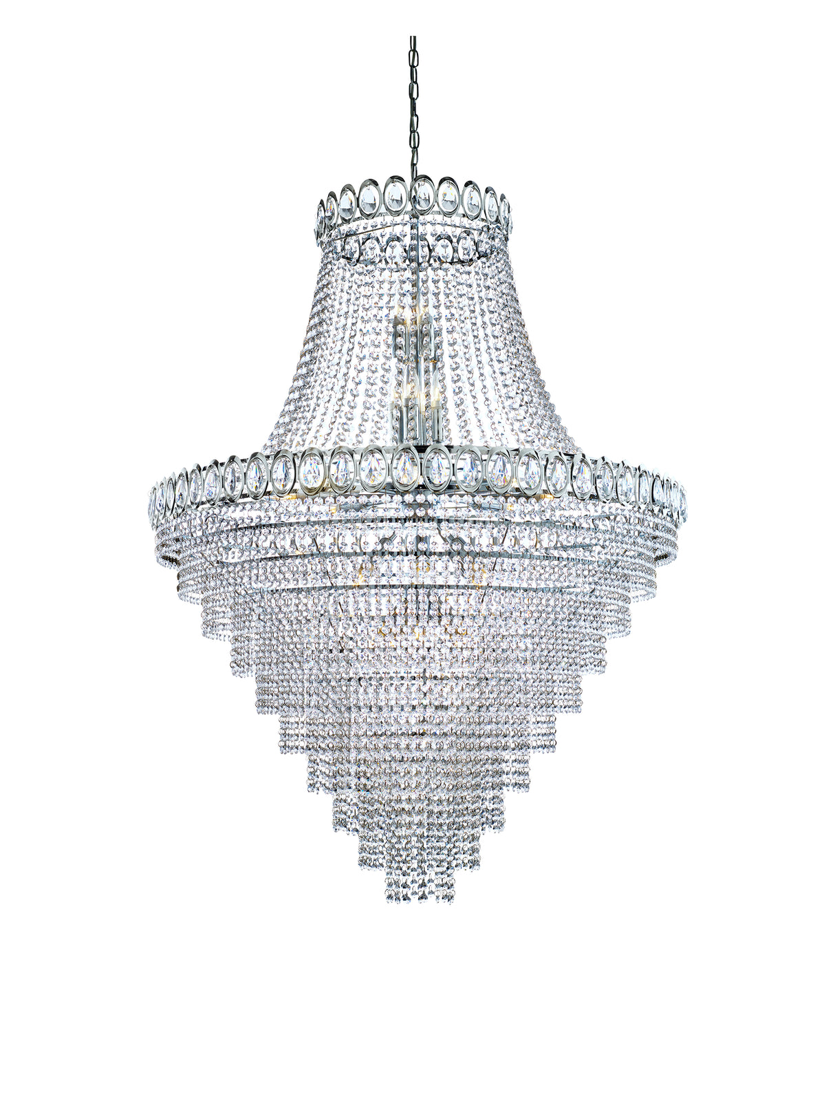 Louis Phillipe 28Lt Chandelier - Chrome Metal & Crystal