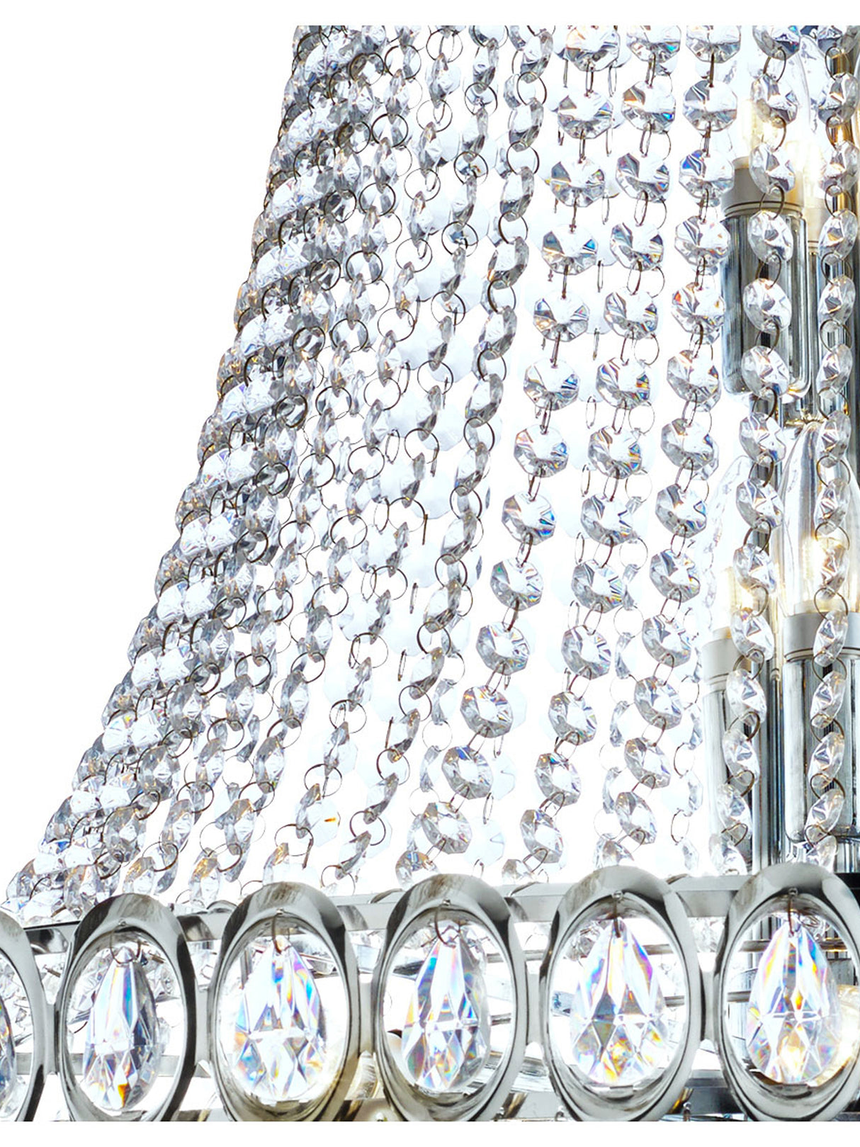 Searchlight Electric Louis Phillipe 28Lt Chandelier - Chrome Metal & Crystal 1711-102CC