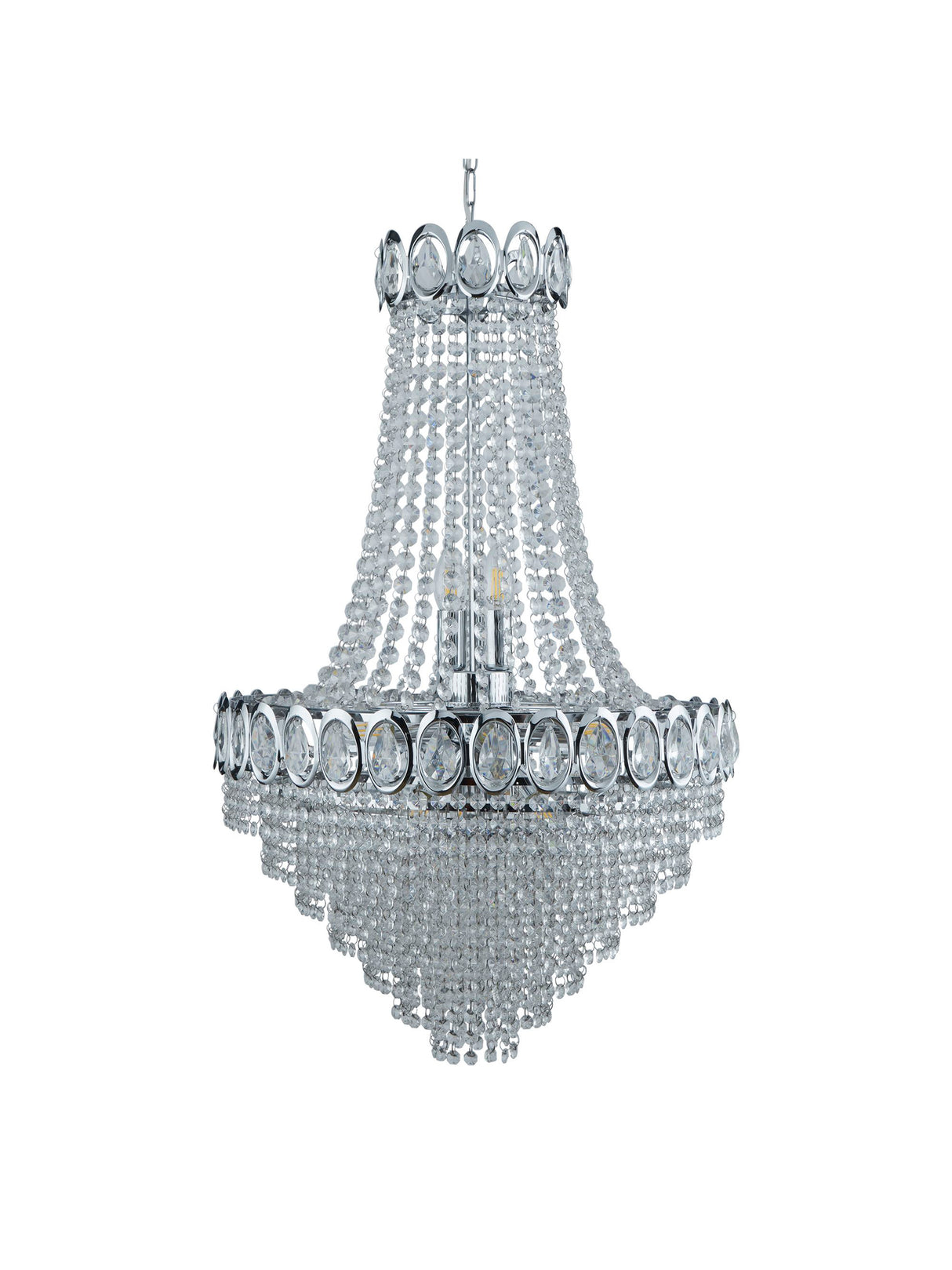 Searchlight Electric Louis Phillipe 11Lt Chandelier - Chrome Metal & Crystal 1711-11CC