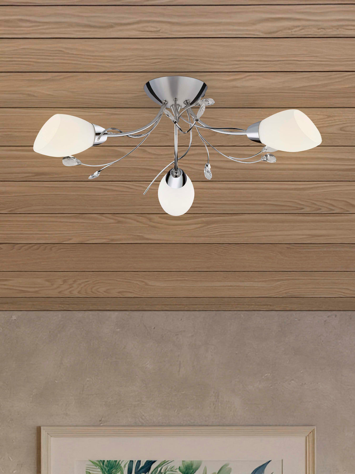 Searchlight Electric Gardenia 3Lt Flush - Polished Chrome & Glass 1763-3CC