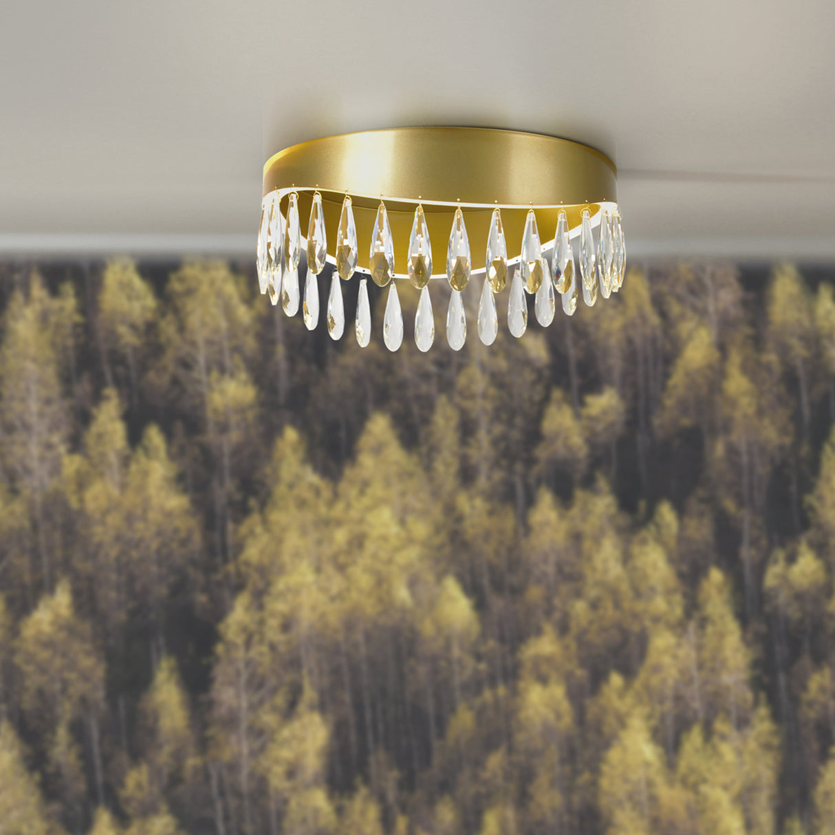 Searchlight Electric Jewel Flush - Gold Metal & Crystal 19211-1GO