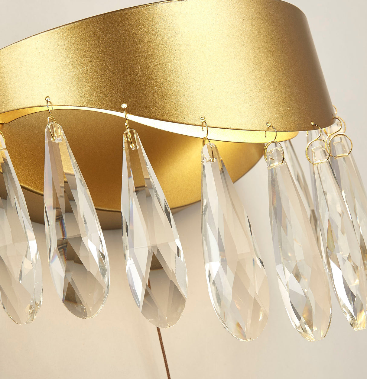Searchlight Electric Jewel 2Lt Wall Light - Gold Metal & Crystal 19211-2GO