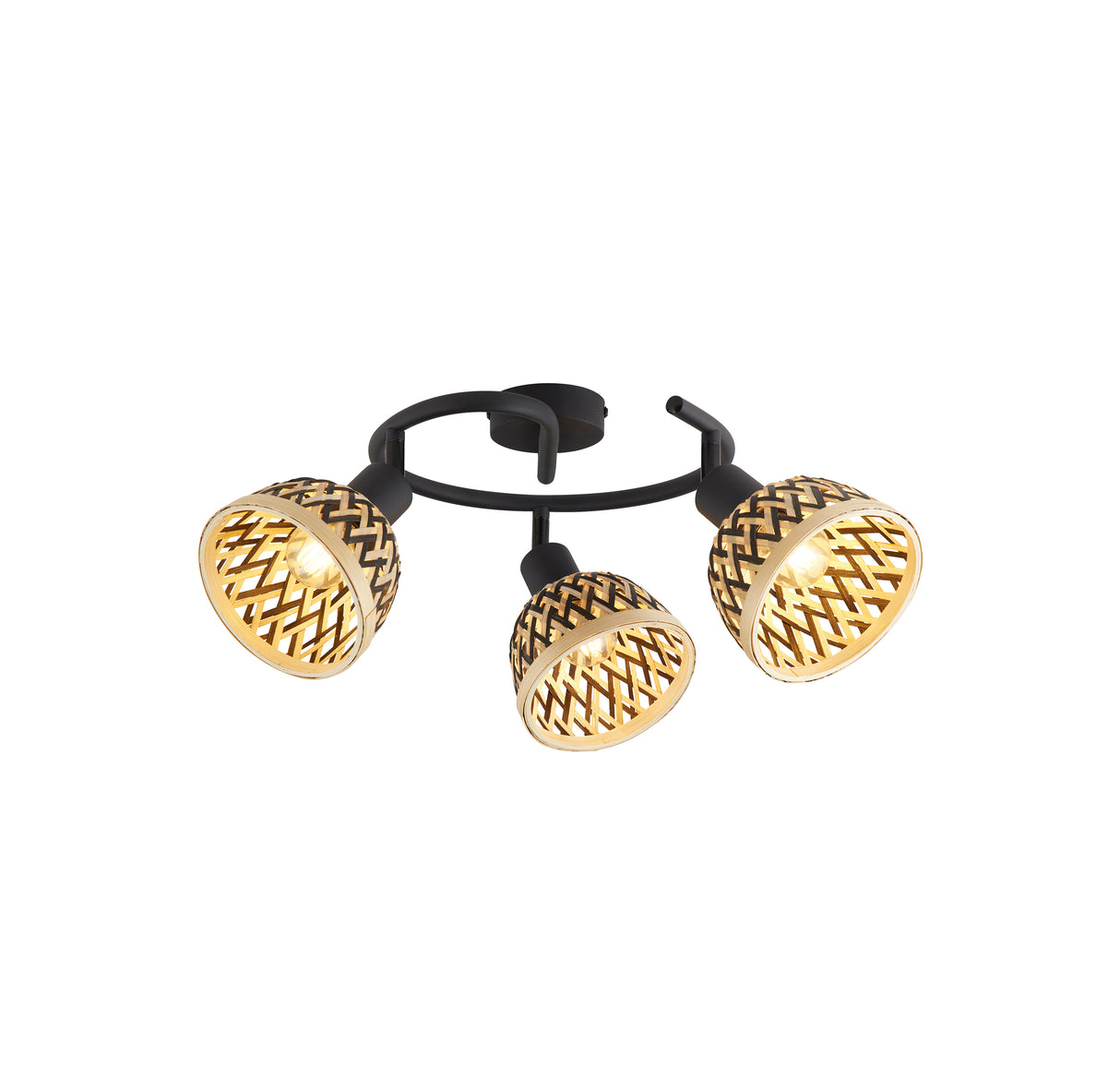 Lance 3Lt Round Spotlight - Black Metal & Bamboo Shade