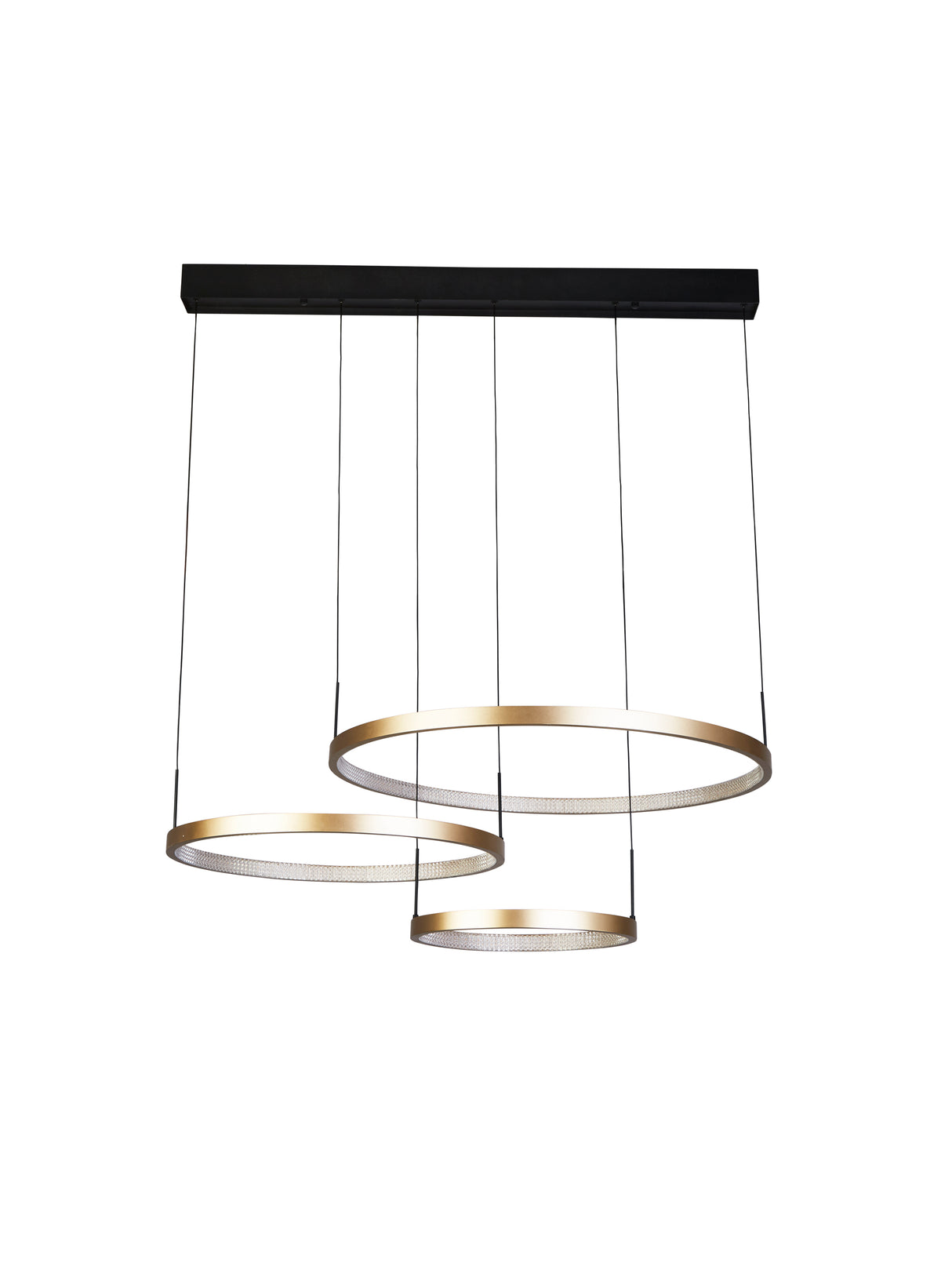 Searchlight Electric Grace 3 Ring Pendant - Black & Gold Metal 20227-3GO