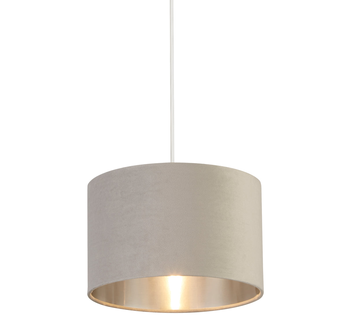 Drum Shade - Light Grey Velvet with Silver Inner Dia.28cm